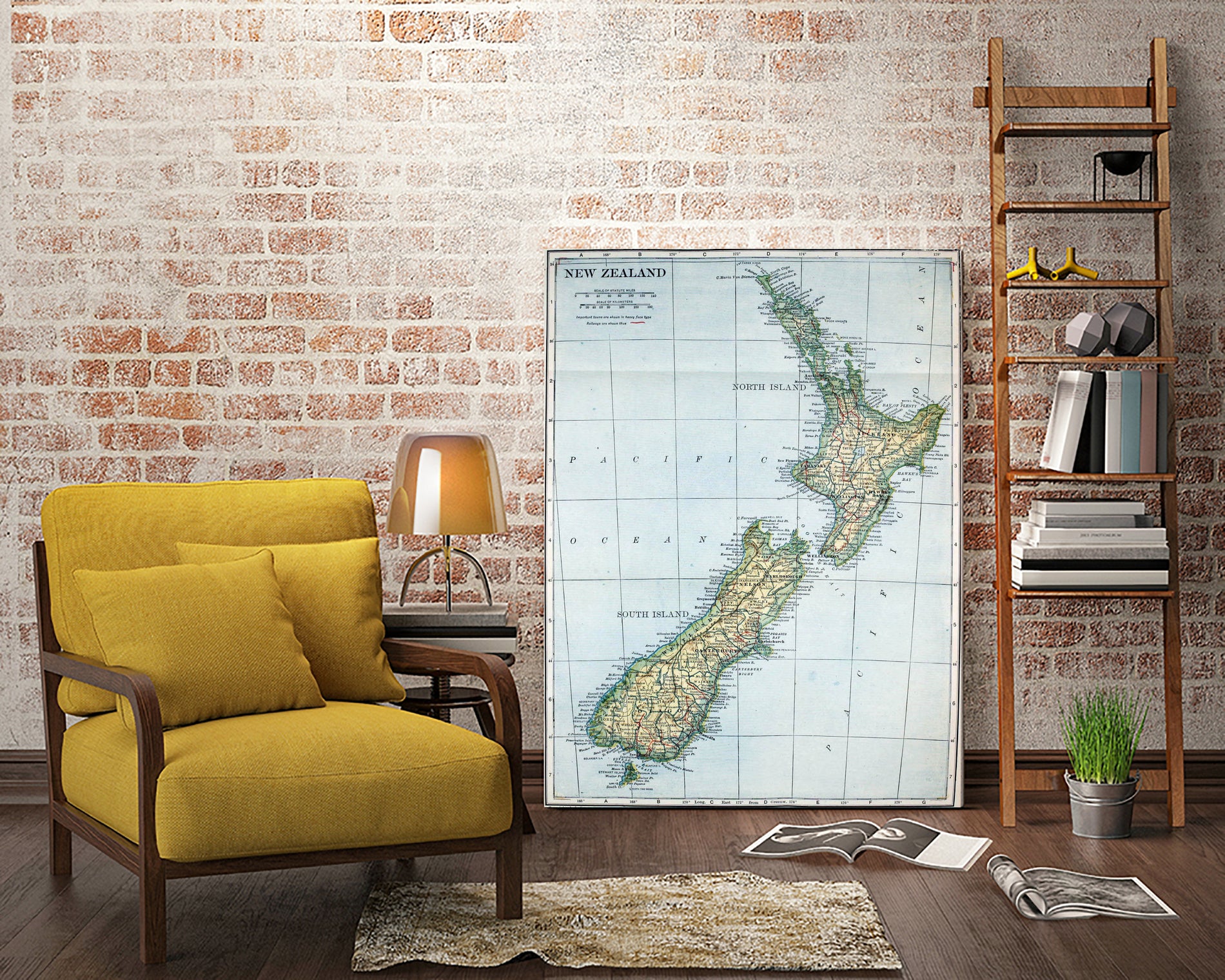 Vintage Map of New Zealand (1921) by Adam Shaw on GIANT ART - white photo illustration