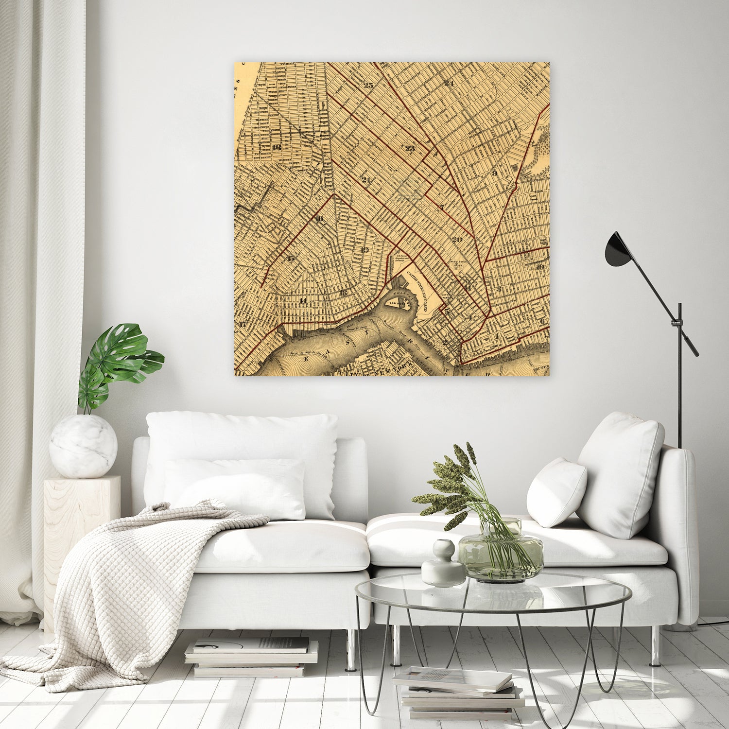 Vintage Map of Brooklyn New York (1874) by Adam Shaw on GIANT ART - white photo illustration