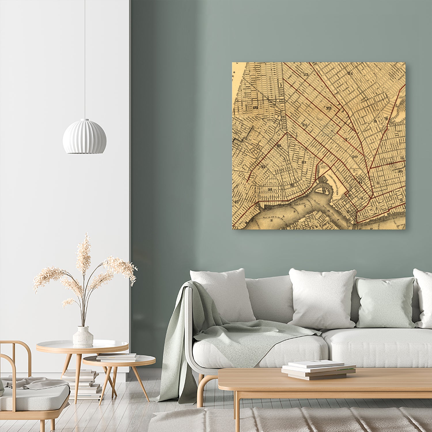 Vintage Map of Brooklyn New York (1874) by Adam Shaw on GIANT ART - white photo illustration