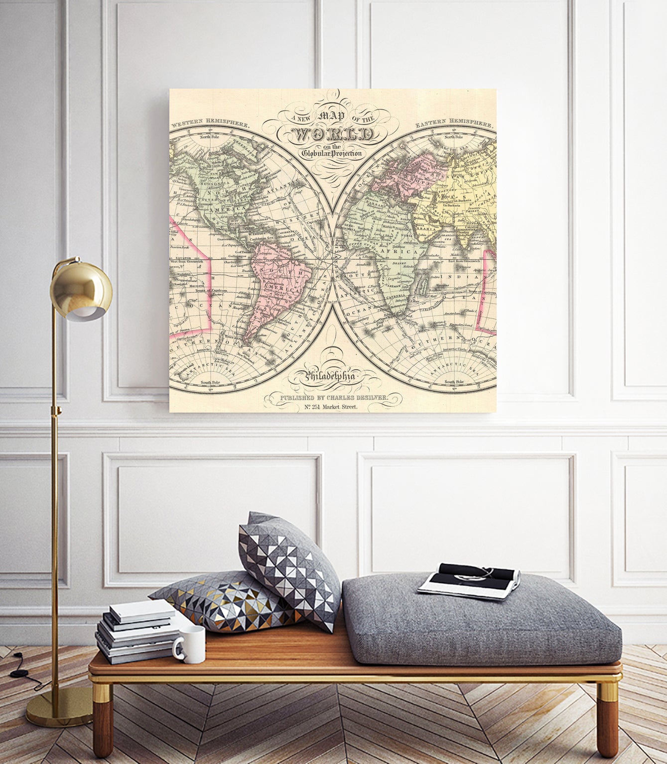Vintage Map of The World (1856) by Adam Shaw on GIANT ART - white photo illustration