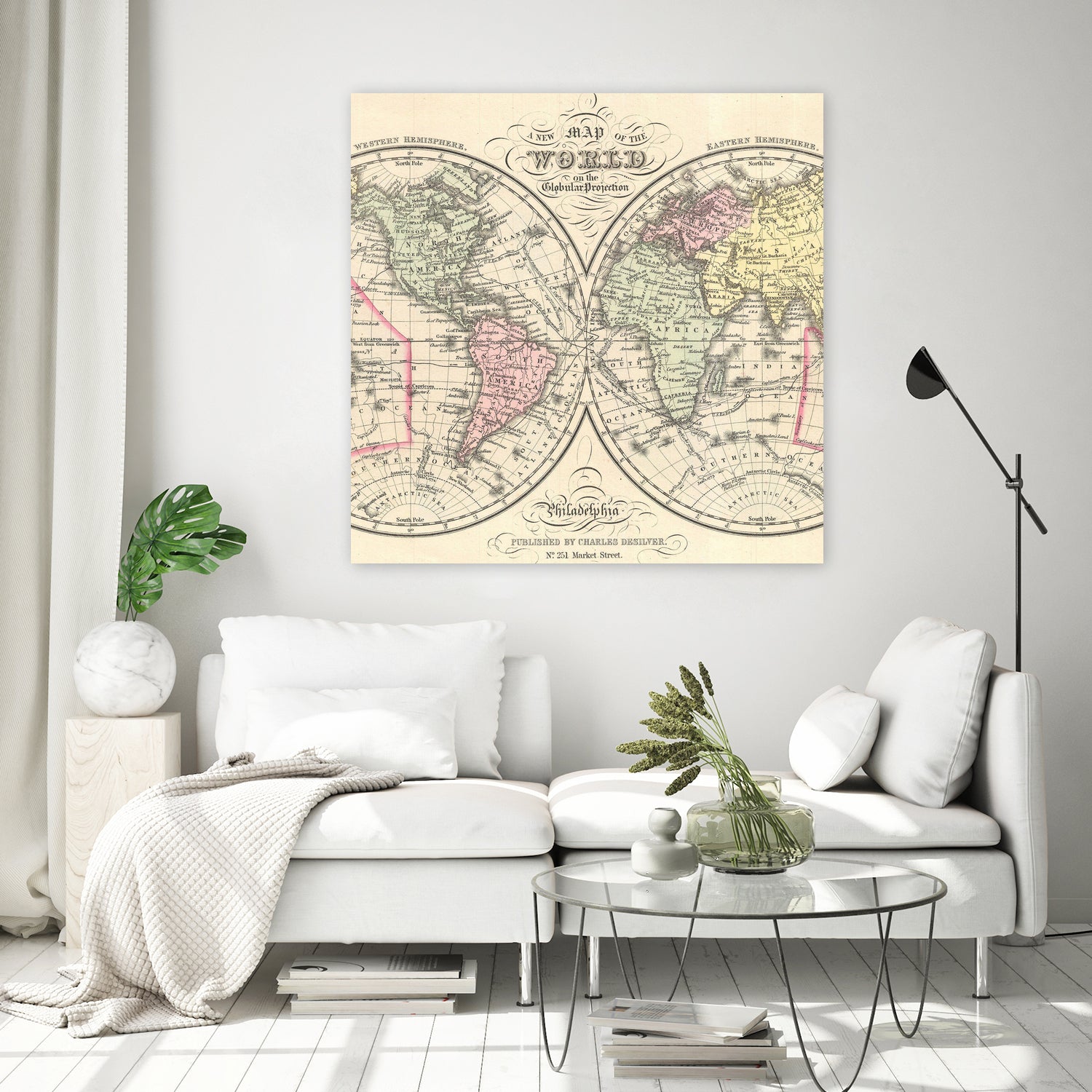 Vintage Map of The World (1856) by Adam Shaw on GIANT ART - white photo illustration