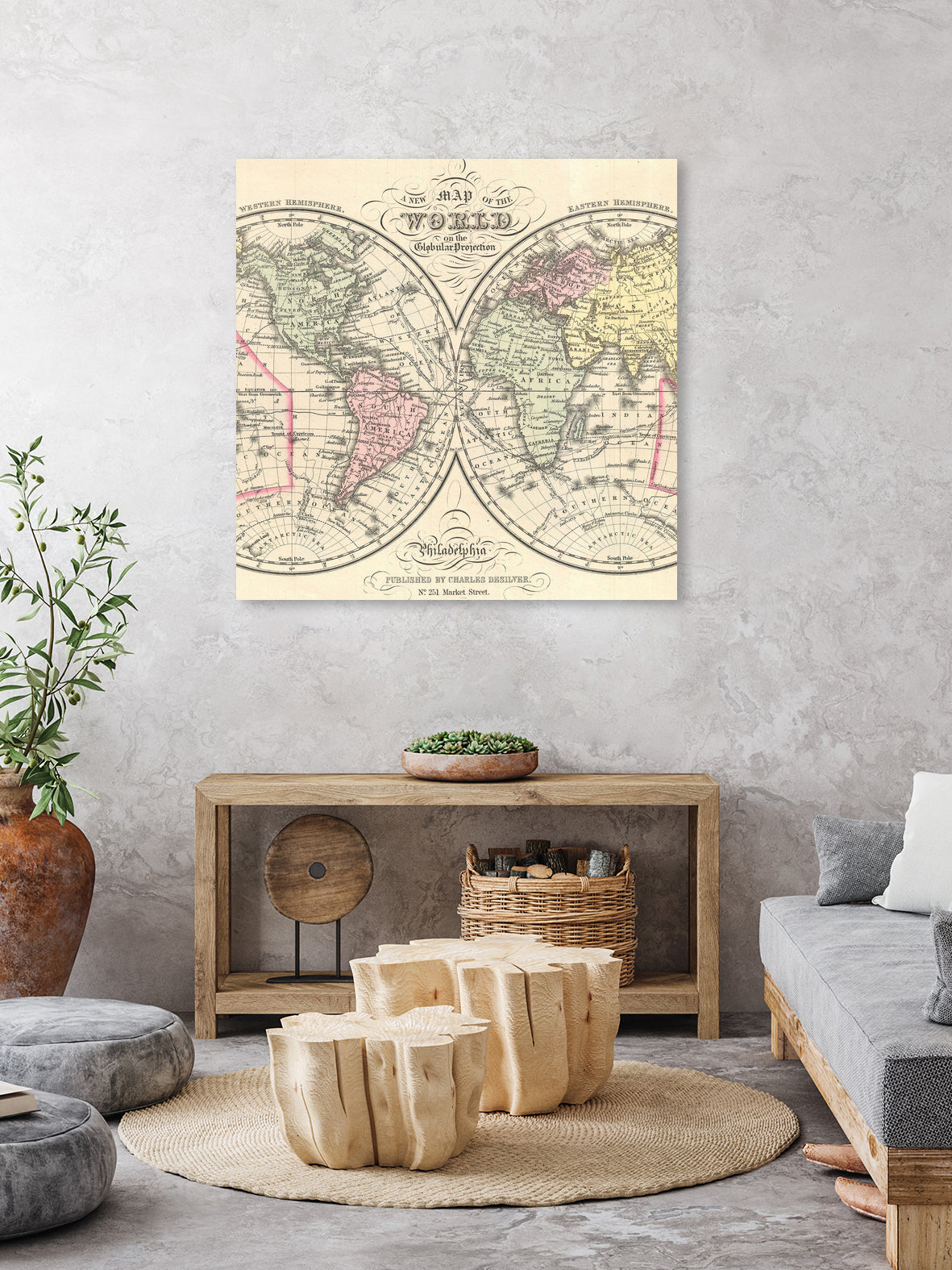 Vintage Map of The World (1856) by Adam Shaw on GIANT ART - white photo illustration