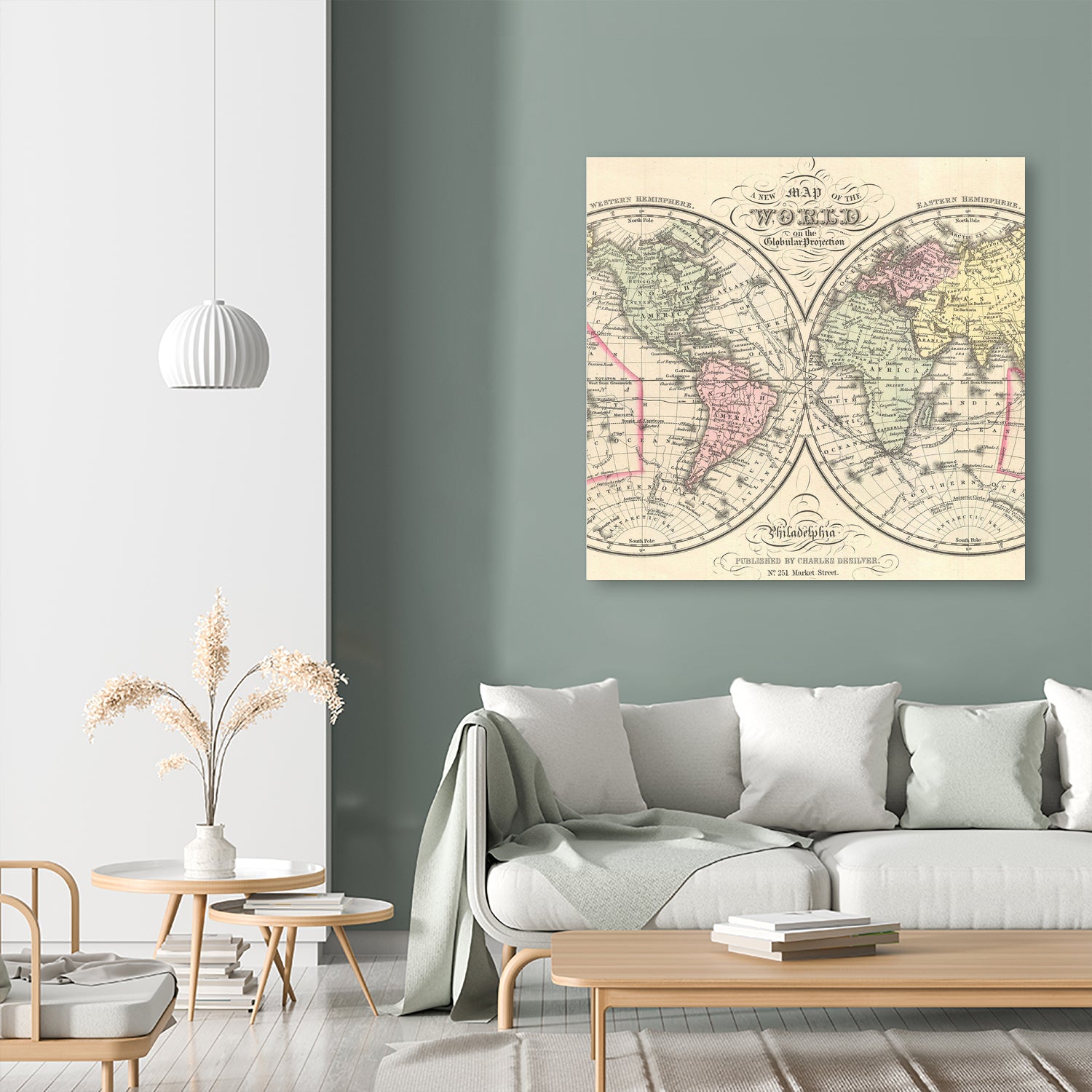 Vintage Map of The World (1856) by Adam Shaw on GIANT ART - white photo illustration