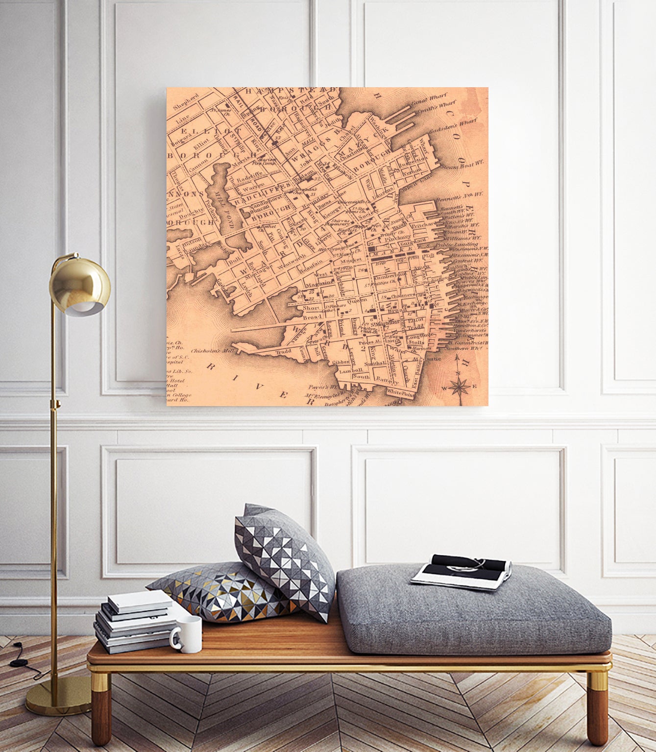 Vintage Map of Charleston South Carolina (1849) by Adam Shaw on GIANT ART - white photo illustration