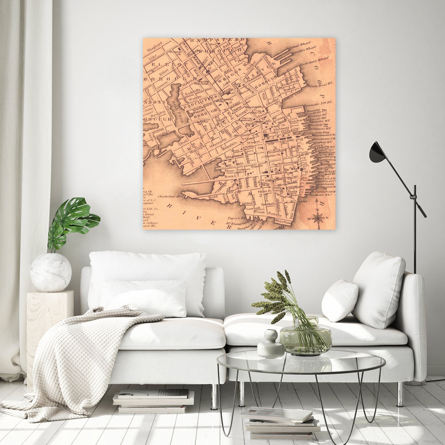 Vintage Map of Charleston South Carolina (1849) by Adam Shaw on GIANT ART - white photo illustration