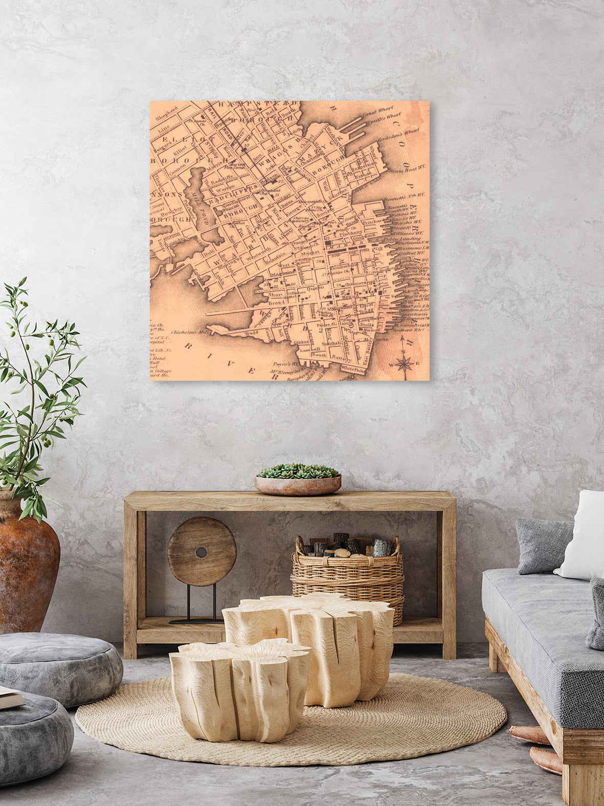 Vintage Map of Charleston South Carolina (1849) by Adam Shaw on GIANT ART - white photo illustration