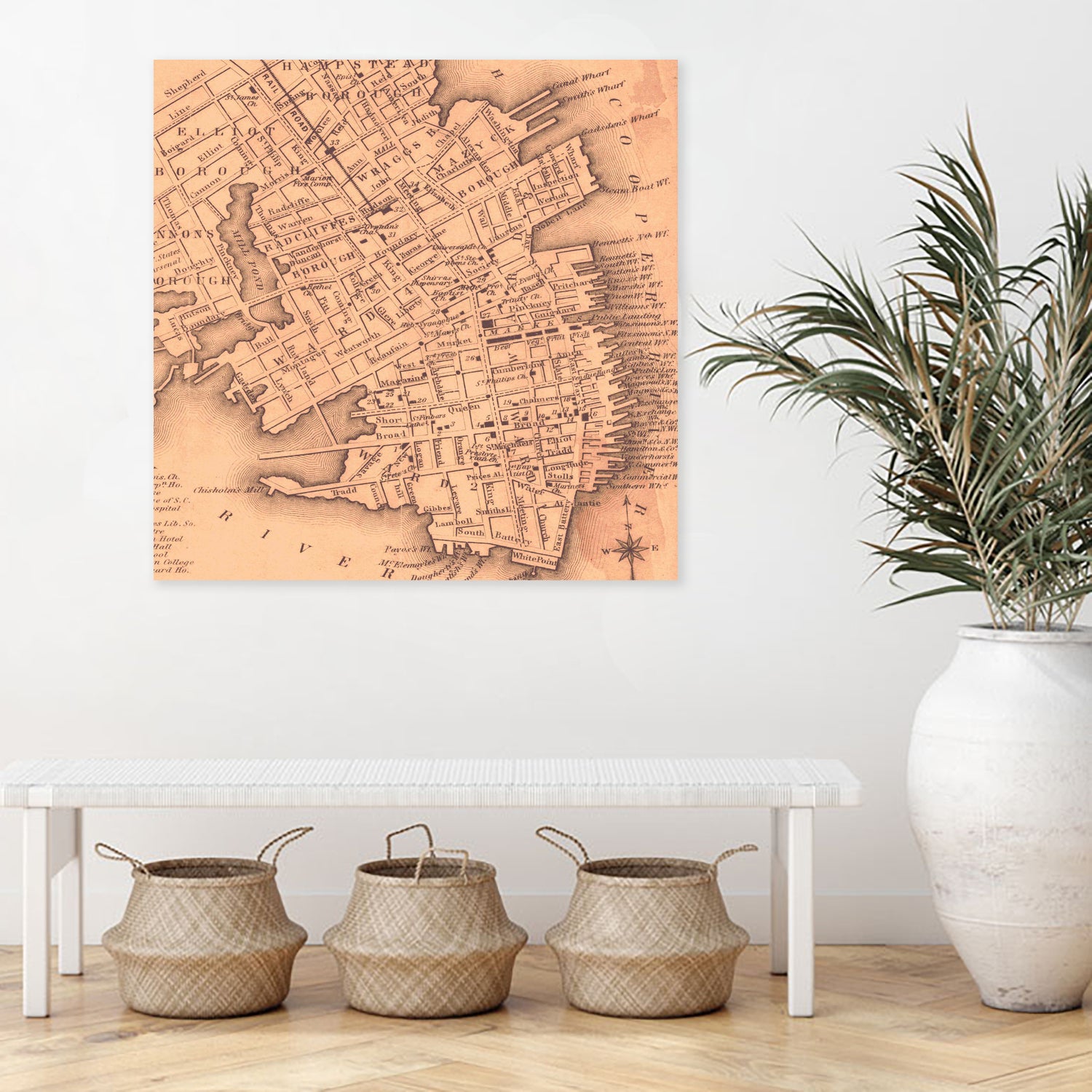 Vintage Map of Charleston South Carolina (1849) by Adam Shaw on GIANT ART - white photo illustration