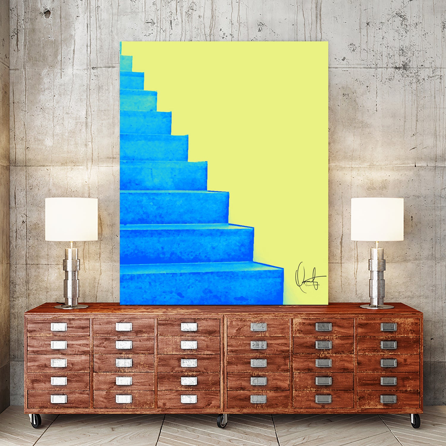 Santorini by Oriana Cordero on GIANT ART - blue mixed media