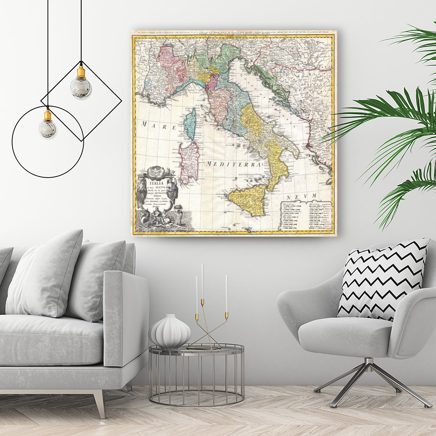 Vintage Map of Italy (1742) by Adam Shaw on GIANT ART - white photo illustration