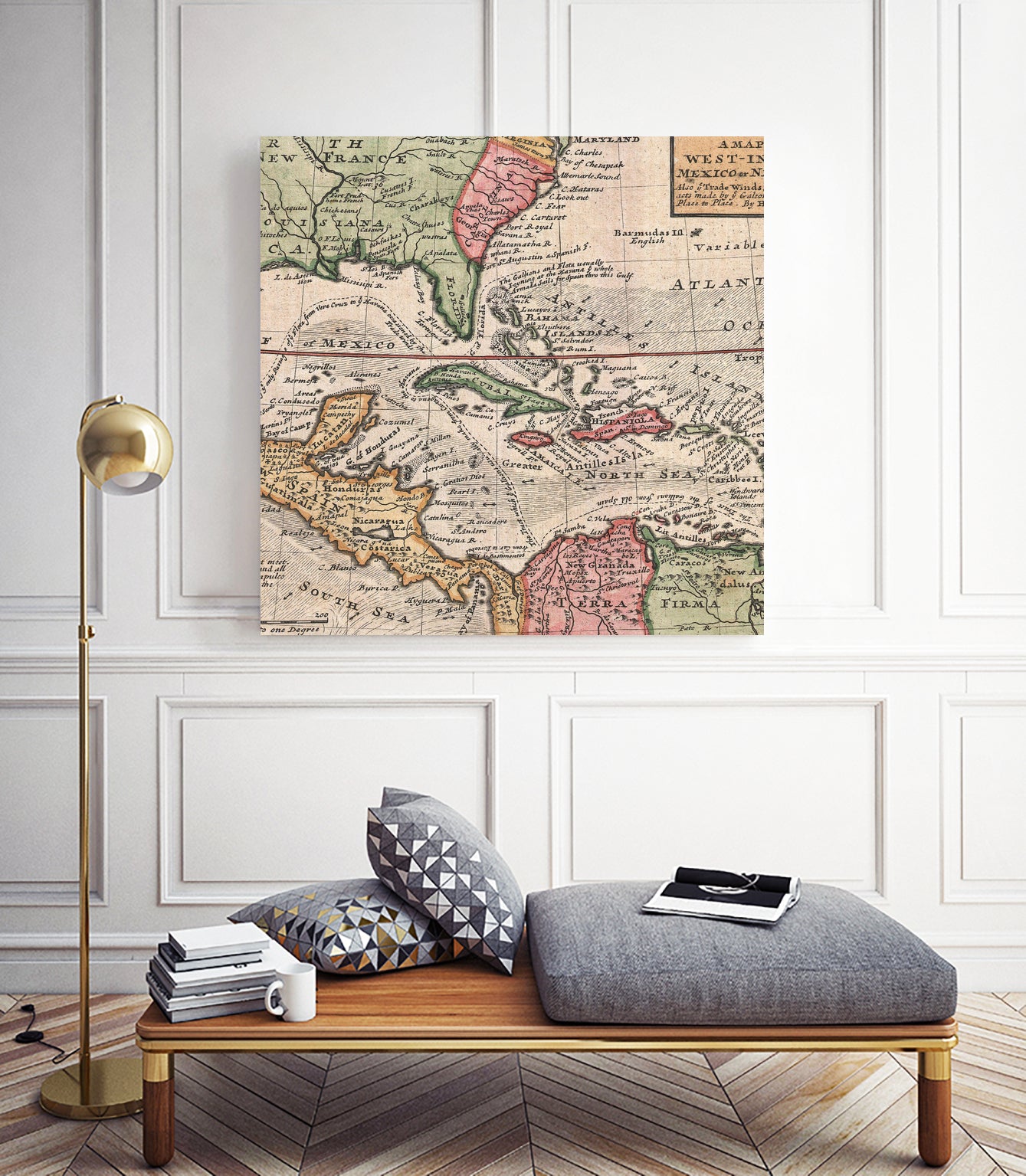 Vintage Map of The Americas (1732) by Adam Shaw on GIANT ART - white photo illustration
