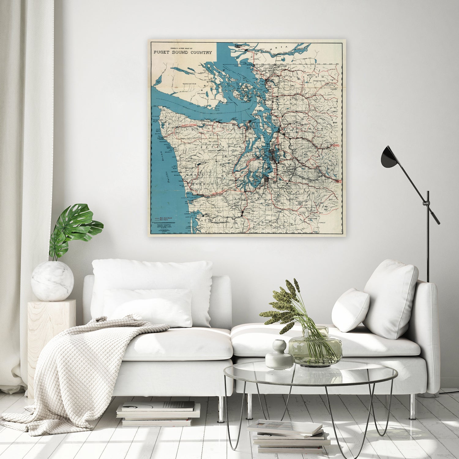 Vintage Map of The Puget Sound (1919) by Adam Shaw on GIANT ART - white photo illustration