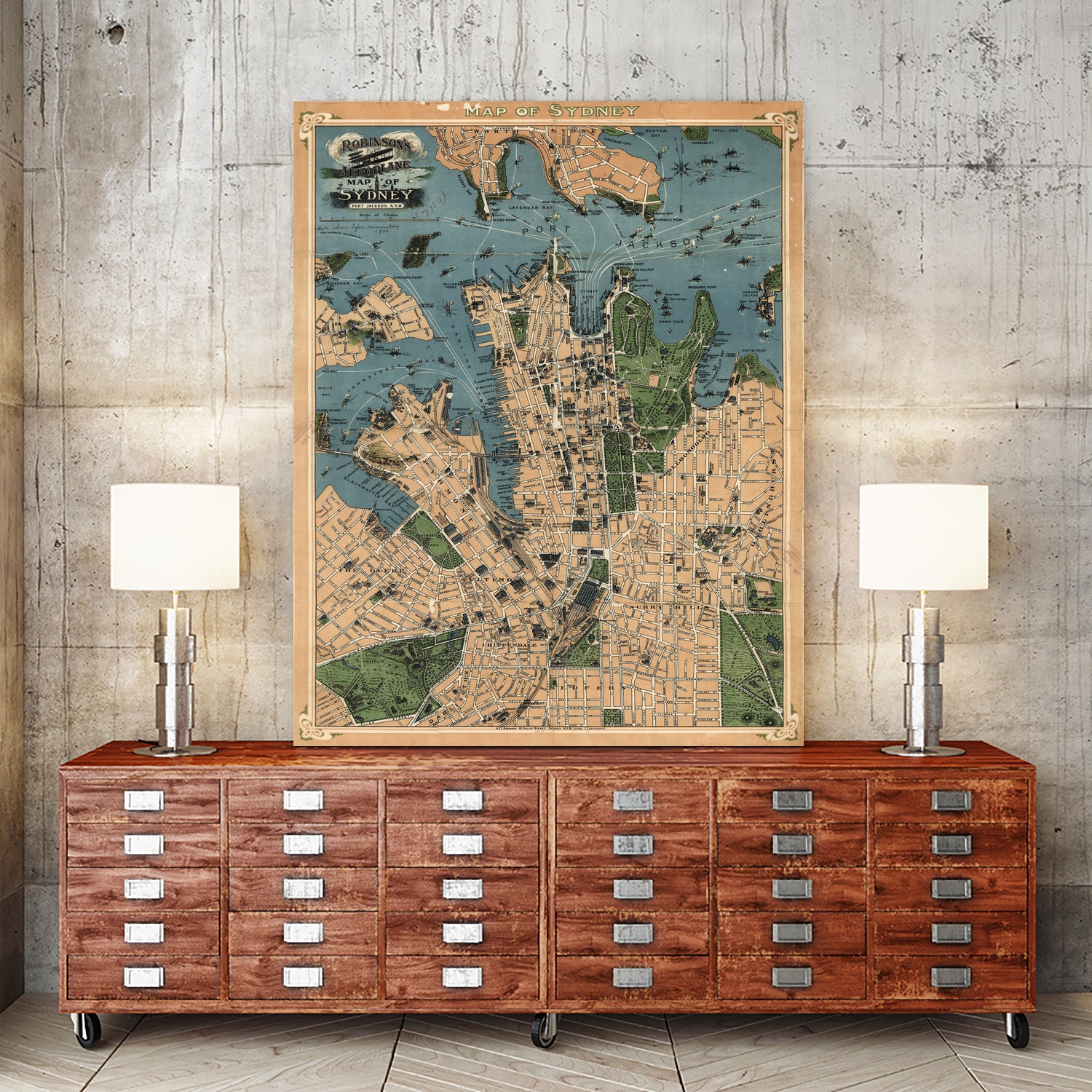 Vintage Map of Sydney Australia (1922) by Adam Shaw on GIANT ART - white photo illustration