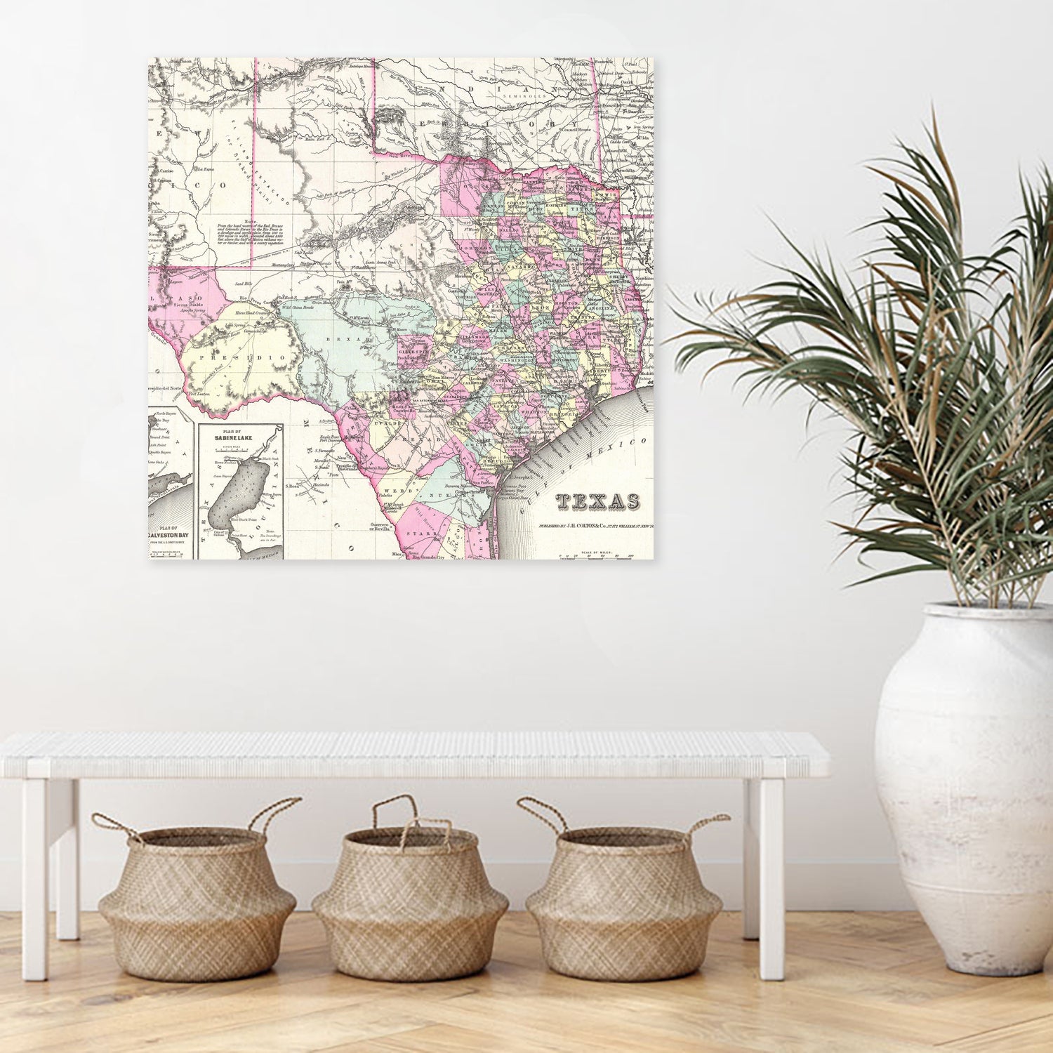 Vintage Map of Texas (1855) by Adam Shaw on GIANT ART - white photo illustration