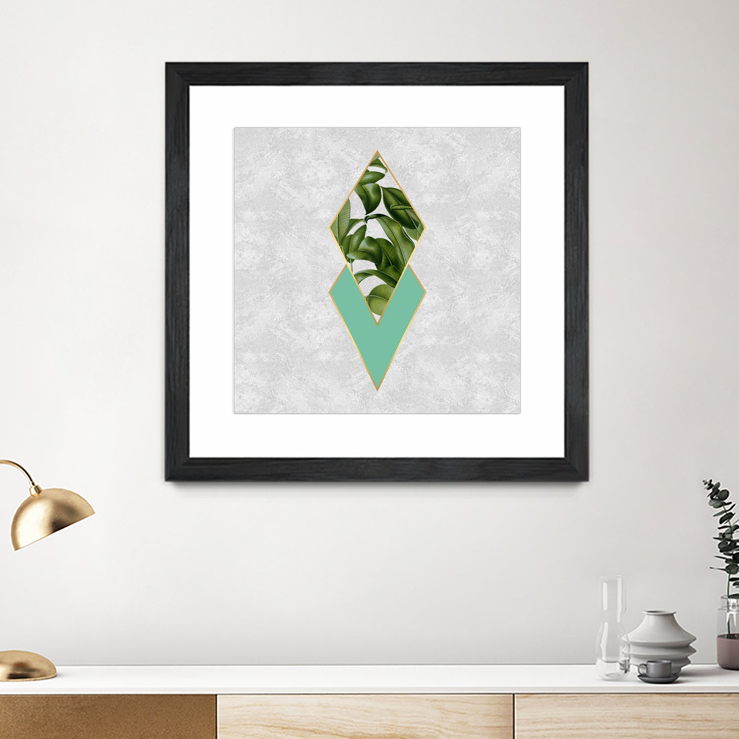 Leaves on marble by M.TERESA HERNANDEZ on GIANT ART - green digital painting