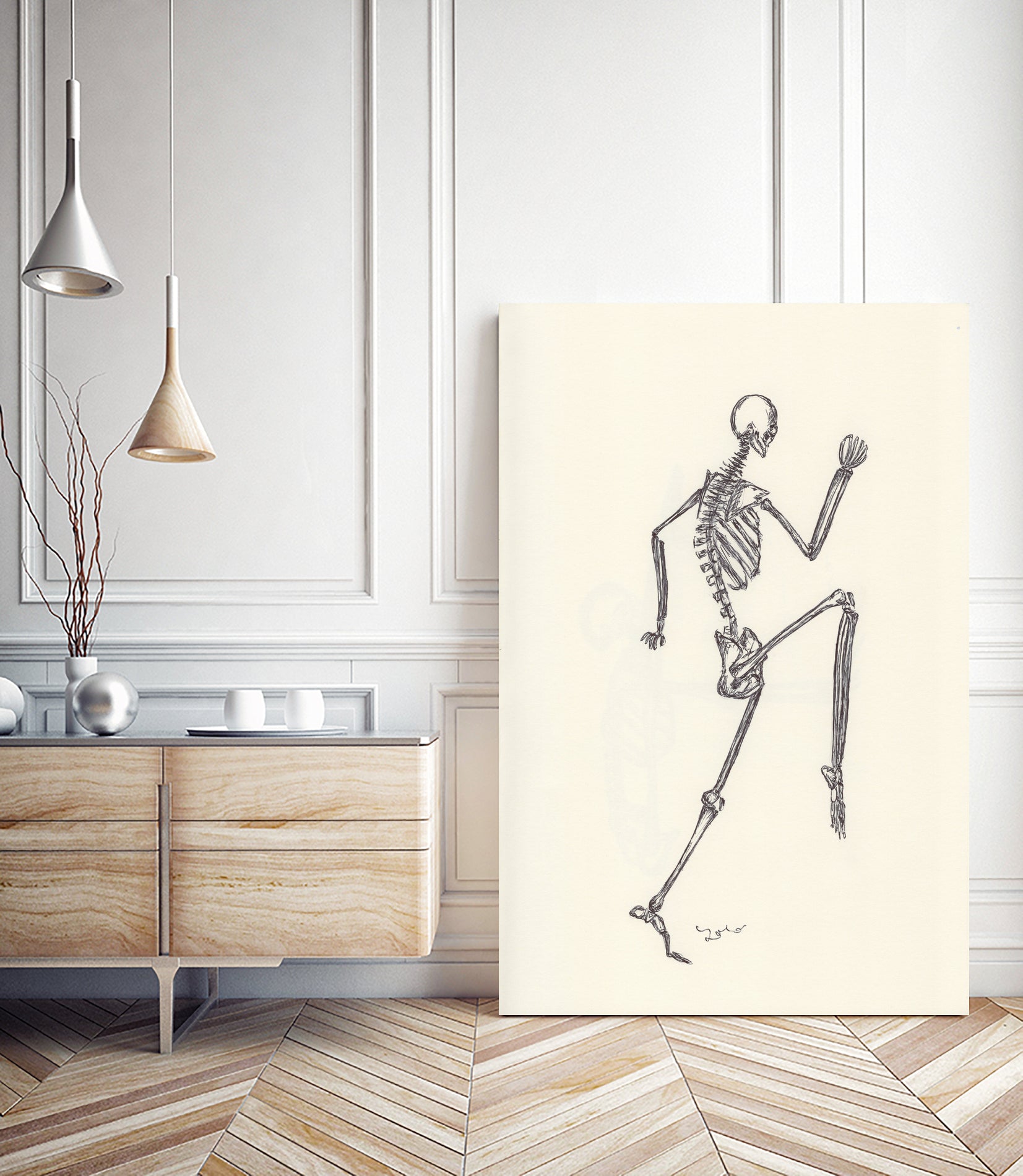 YOGA SKULLS003 by Ballpointpen Illustrator on GIANT ART - white mixed media