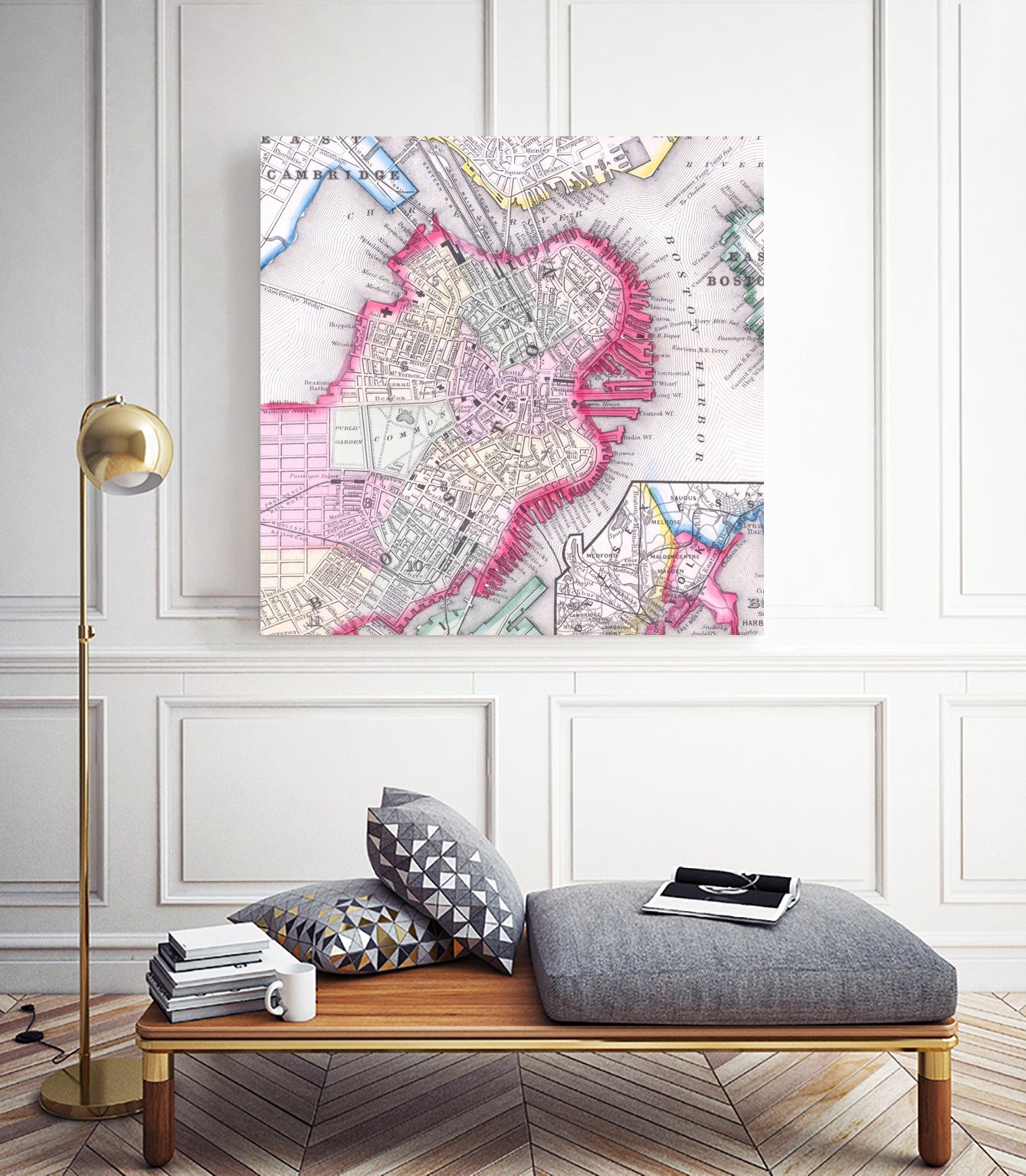 Vintage Map of Boston Massachusetts (1864) by Adam Shaw on GIANT ART - white photo illustration