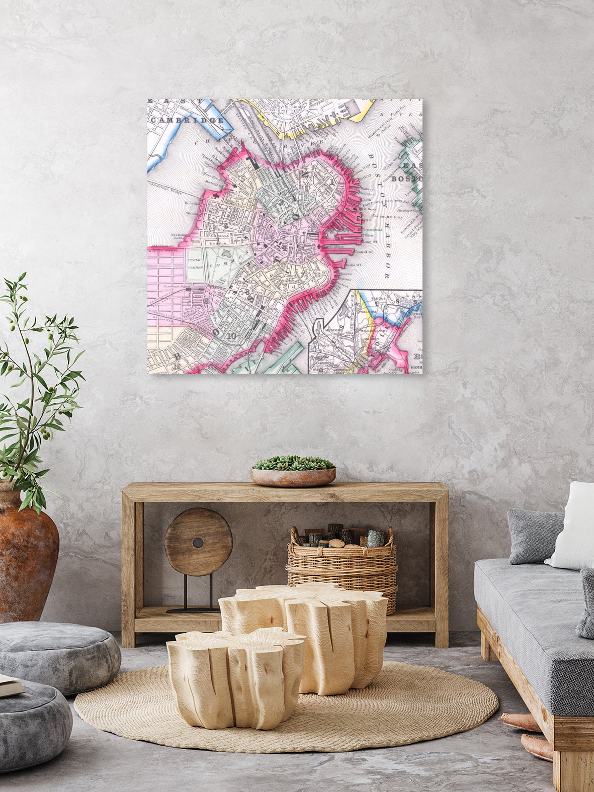 Vintage Map of Boston Massachusetts (1864) by Adam Shaw on GIANT ART - white photo illustration