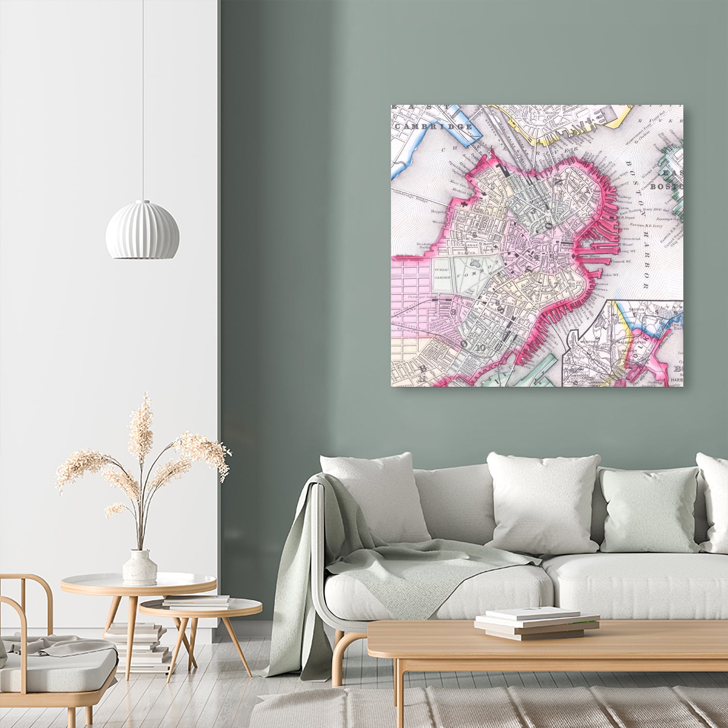 Vintage Map of Boston Massachusetts (1864) by Adam Shaw on GIANT ART - white photo illustration