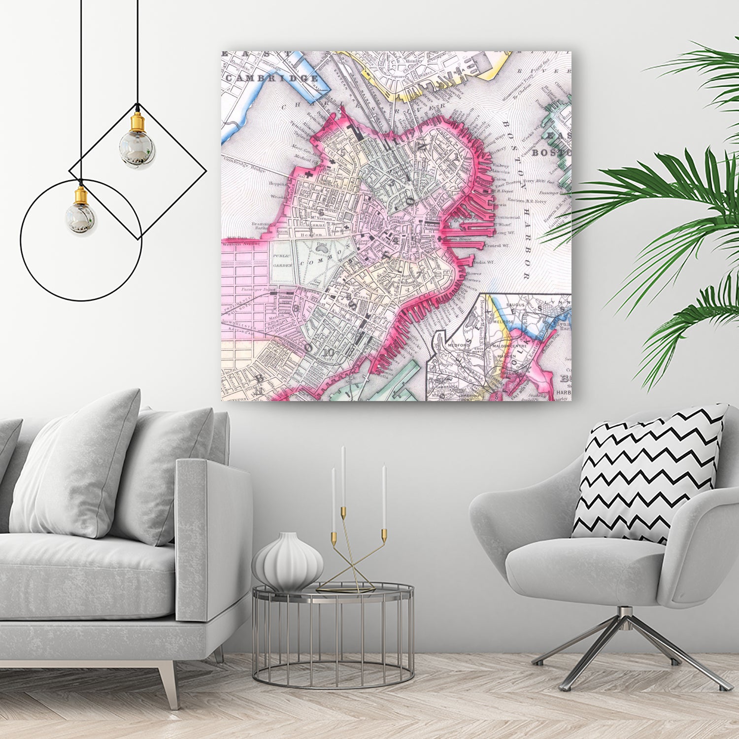 Vintage Map of Boston Massachusetts (1864) by Adam Shaw on GIANT ART - white photo illustration