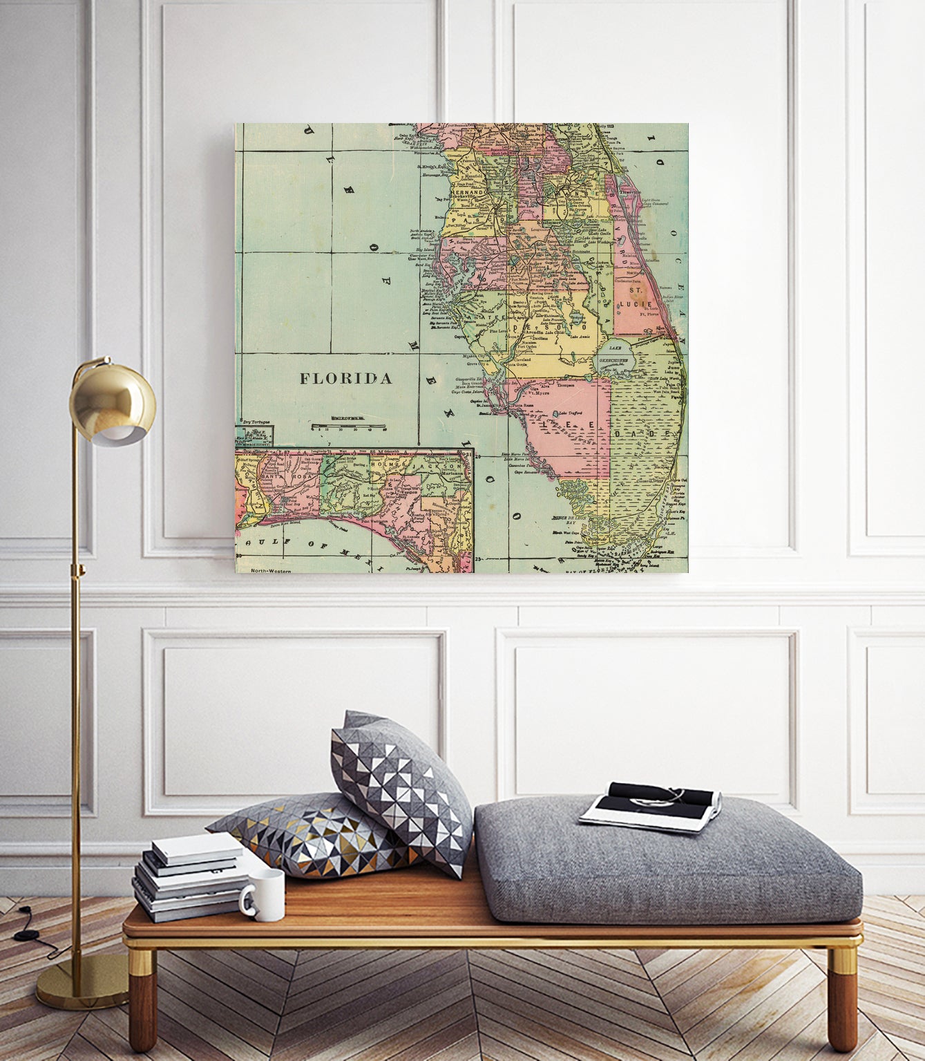 Vintage Map of Florida (1909) by Adam Shaw on GIANT ART - white photo illustration