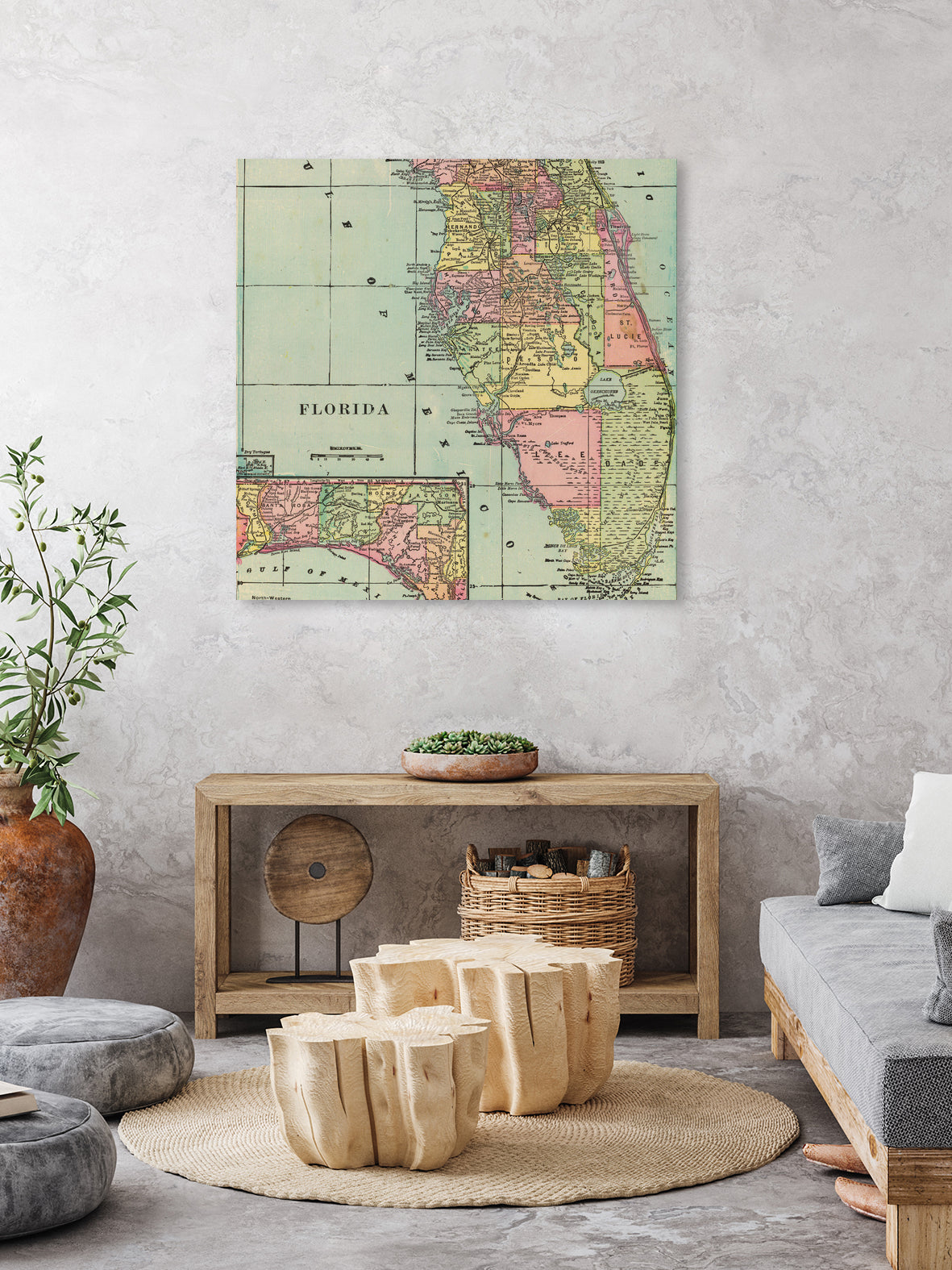 Vintage Map of Florida (1909) by Adam Shaw on GIANT ART - white photo illustration