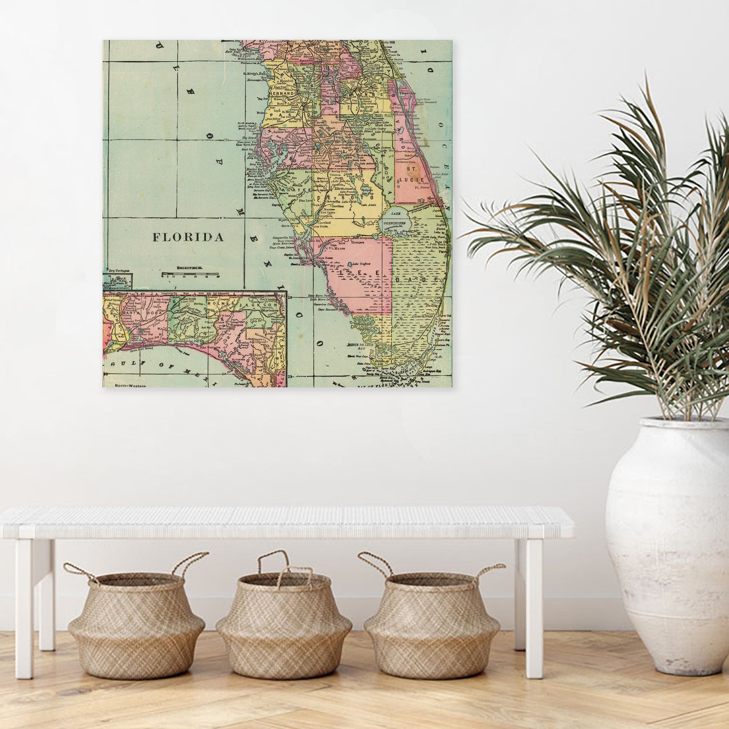 Vintage Map of Florida (1909) by Adam Shaw on GIANT ART - white photo illustration