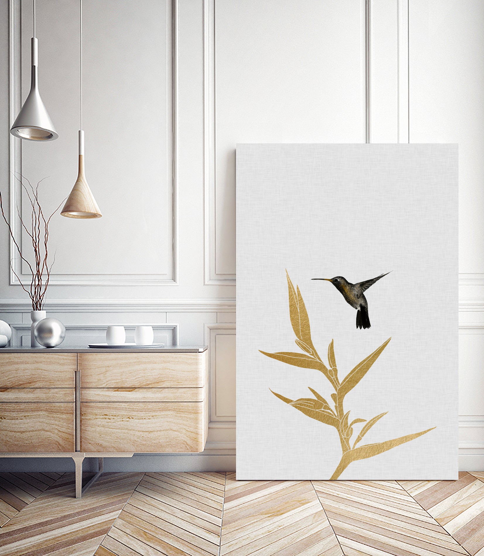 Hummingbird & Flower II by Dana Shek on GIANT ART - white digital painting