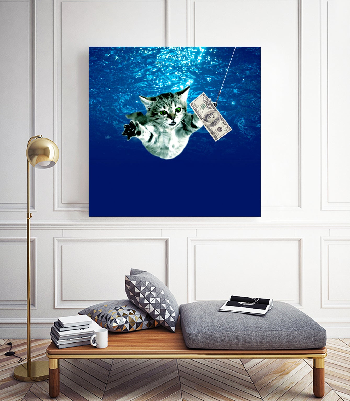 Cat Nvermind Album Cover under Water BabyNeve by Damian Augustyniak on GIANT ART - blue photo manipulation