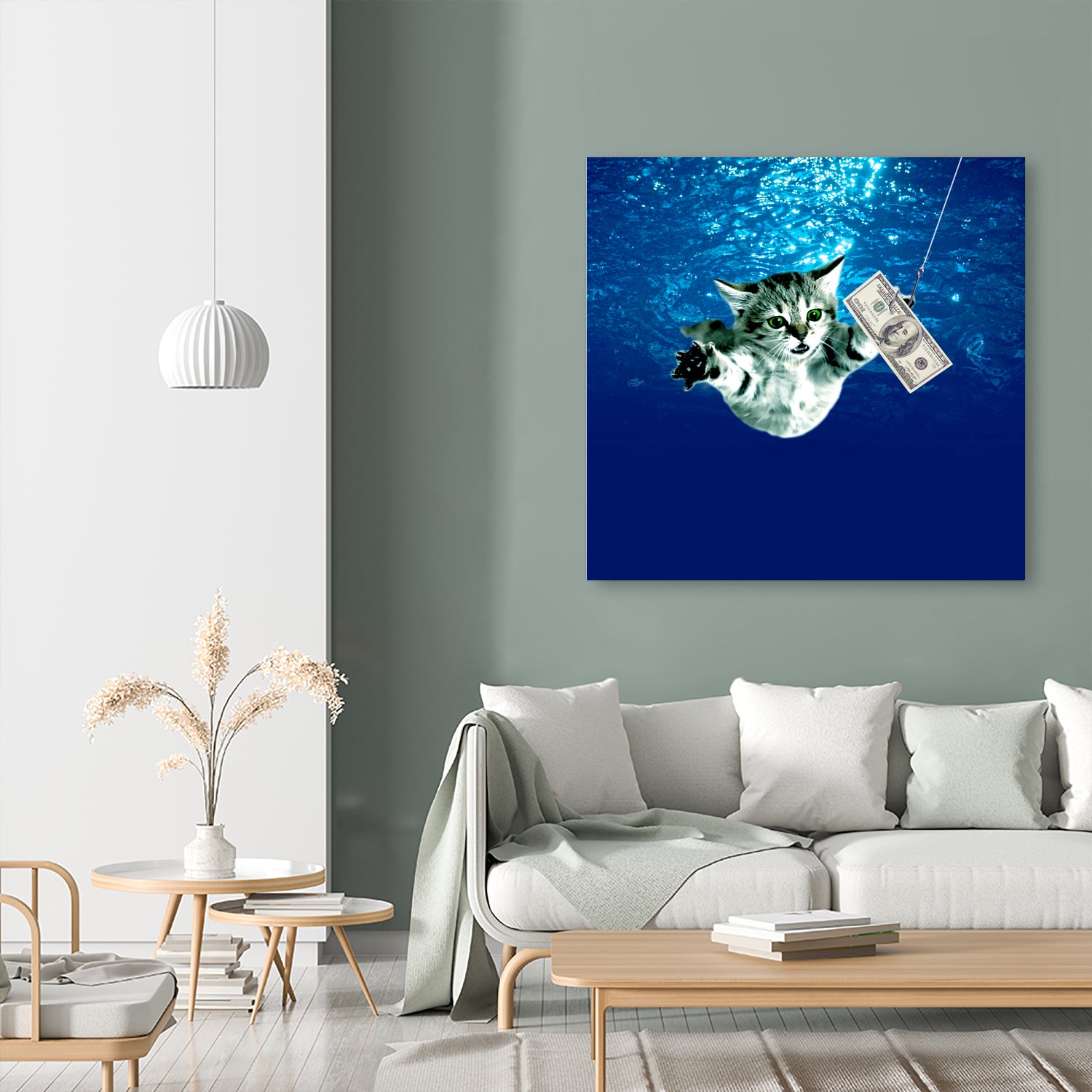 Cat Nvermind Album Cover under Water BabyNeve by Damian Augustyniak on GIANT ART - blue photo manipulation