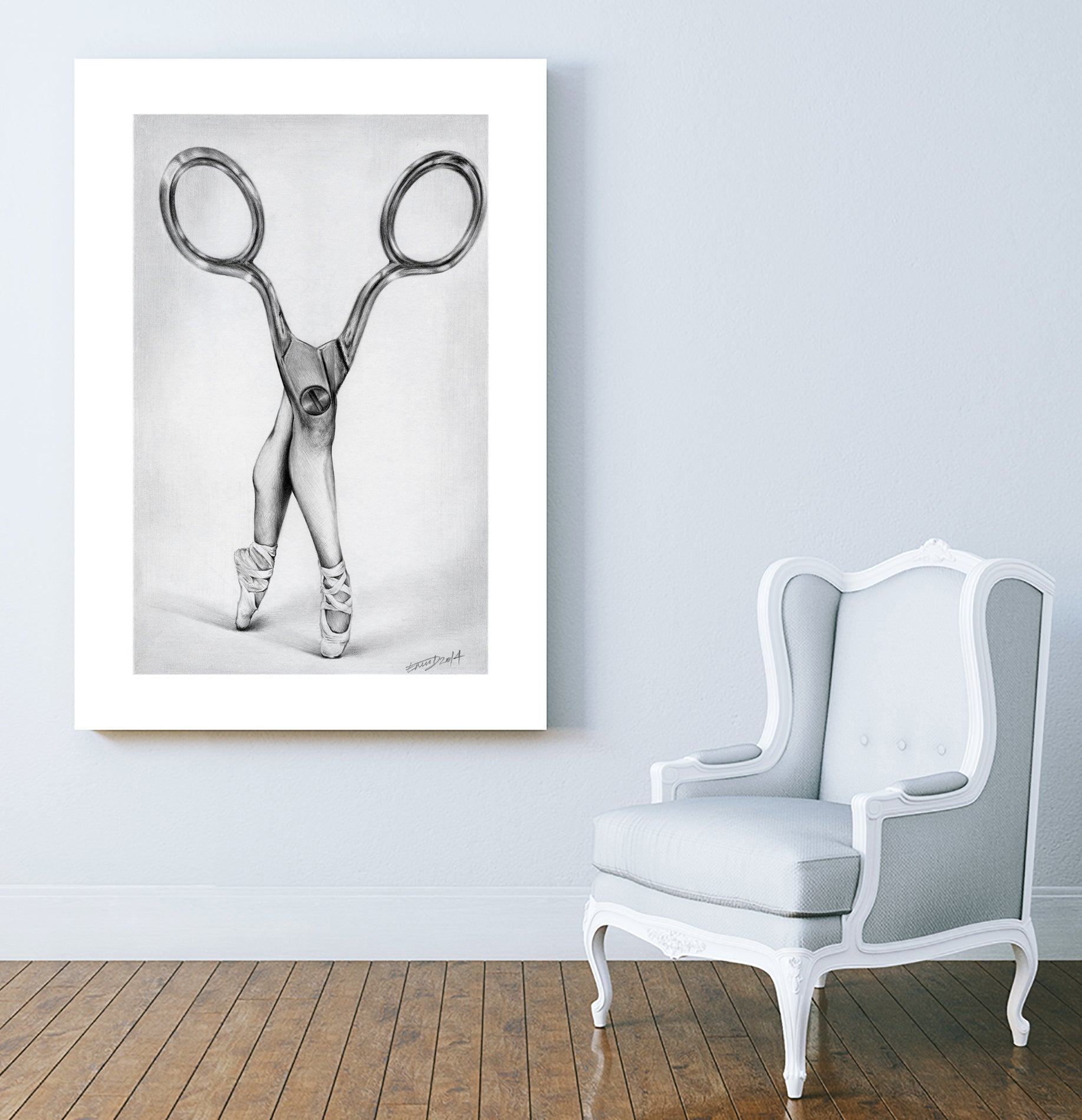 Scissors by Emi Dimitrova on GIANT ART - gray mixed media