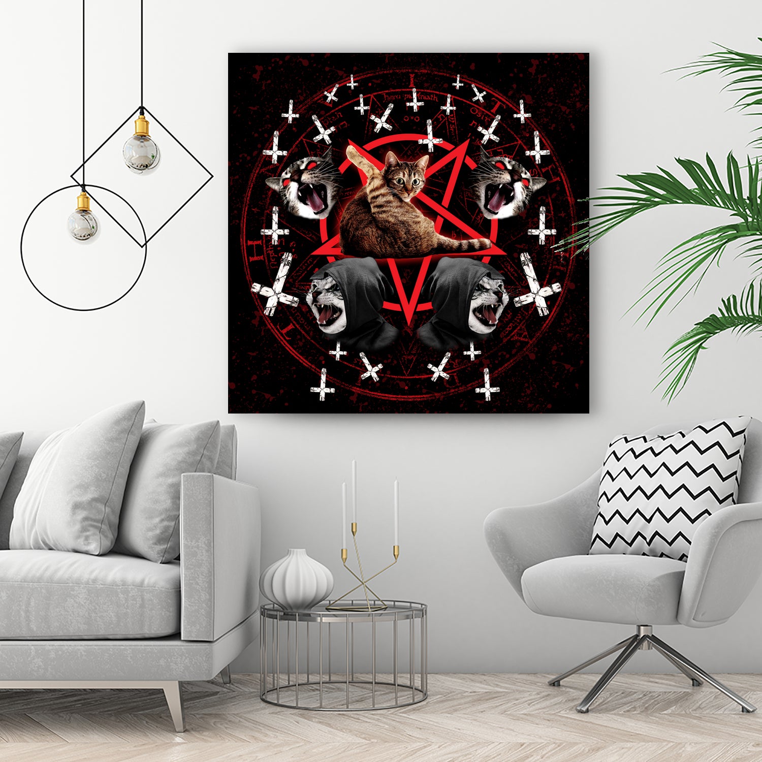 satanic cat pentagram death black metal band exorcist by Damian Augustyniak on GIANT ART - black photo manipulation