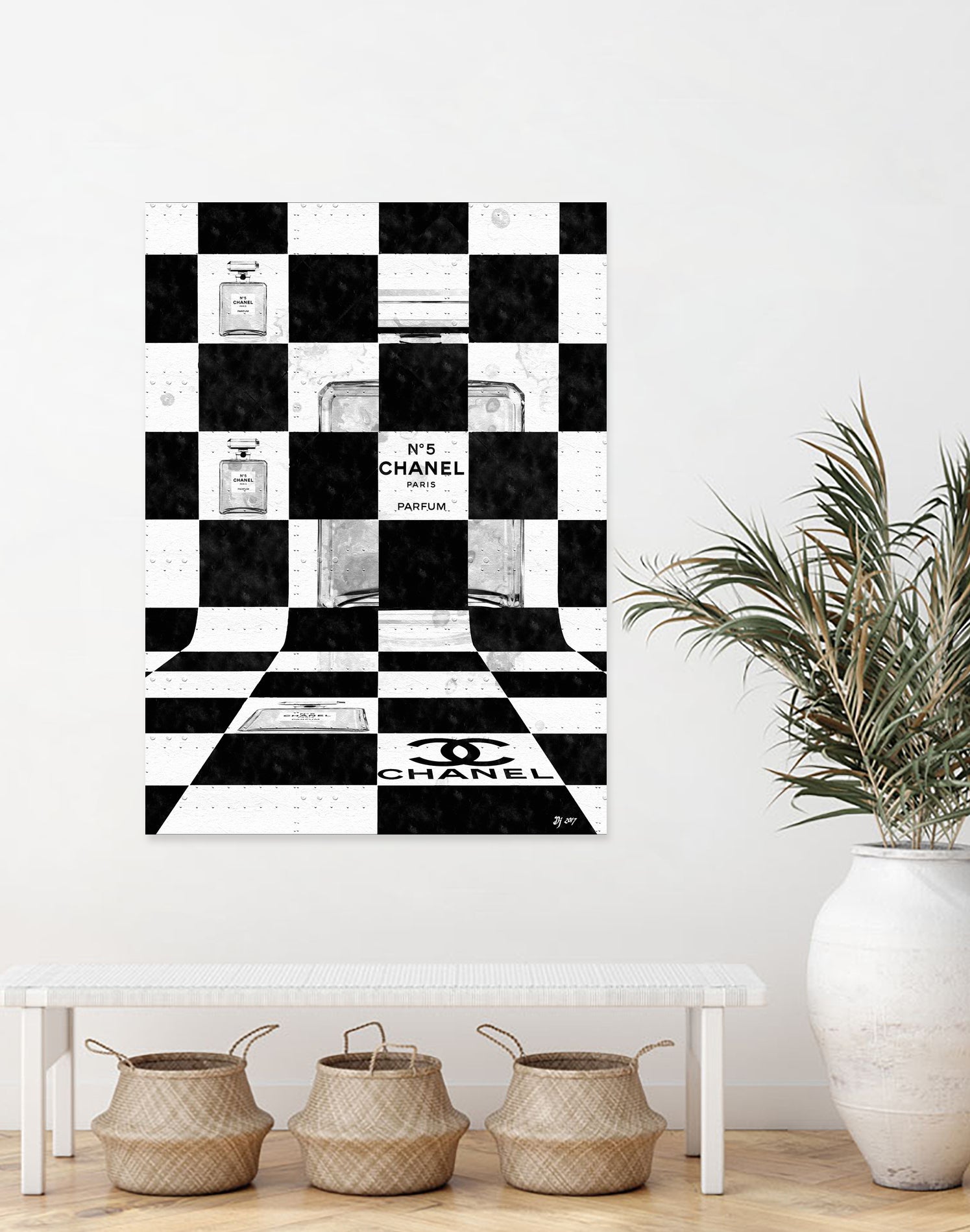 Chanel Chess by Daniel Janda on GIANT ART - black mixed media
