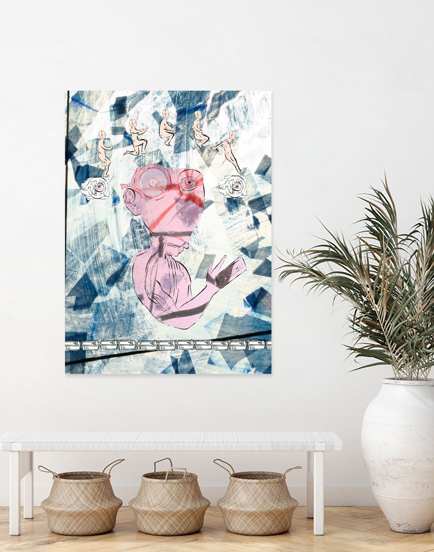 Jump by Stello Bonhomme on GIANT ART - blue mixed media