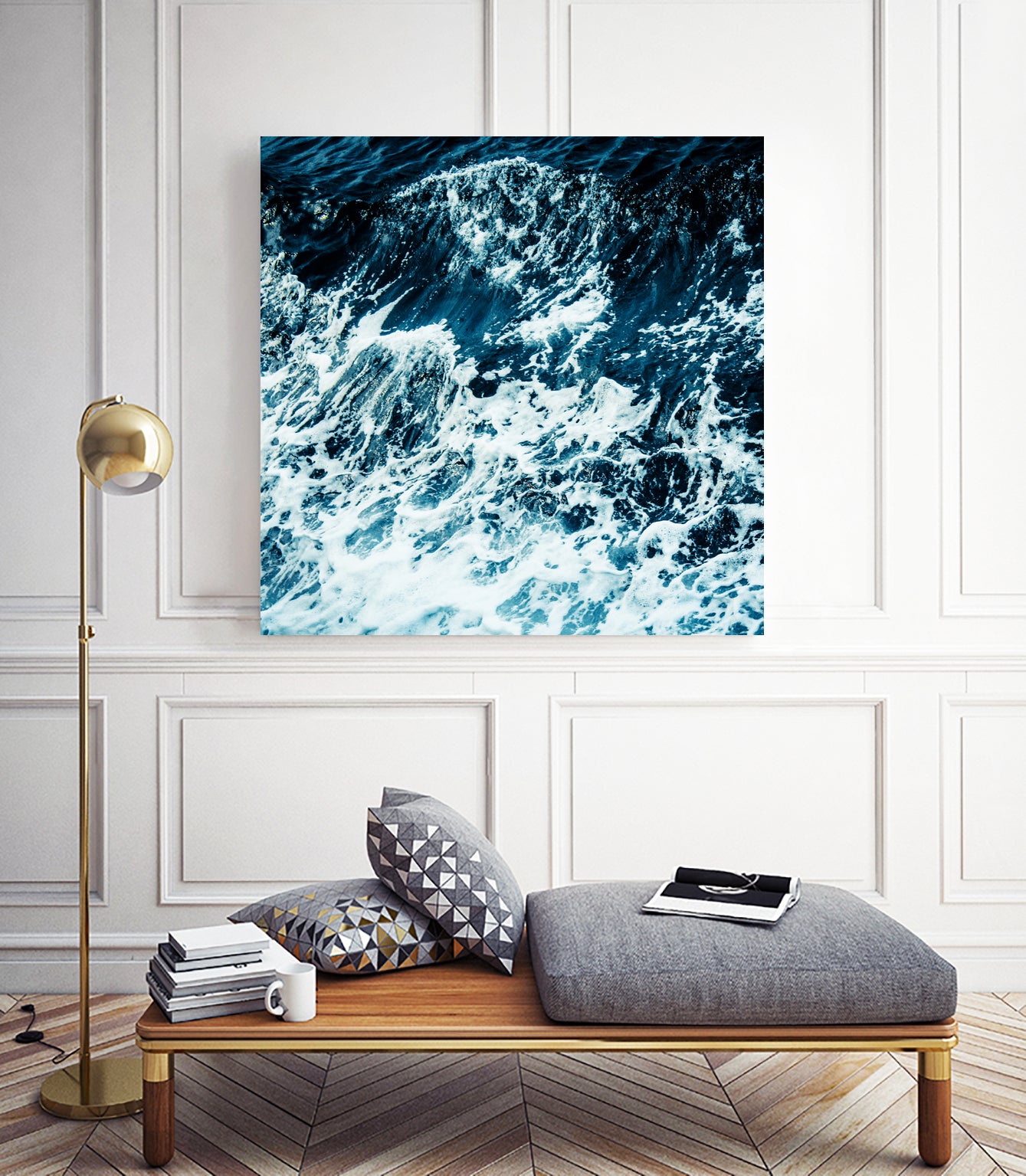 Disobedience - ocean waves painting texture by Neli Dimitrova on GIANT ART - blue digital painting