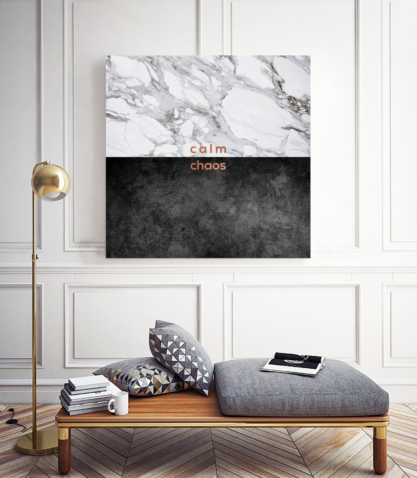 Calm Chaos Copper by Dana Shek on GIANT ART - white typography