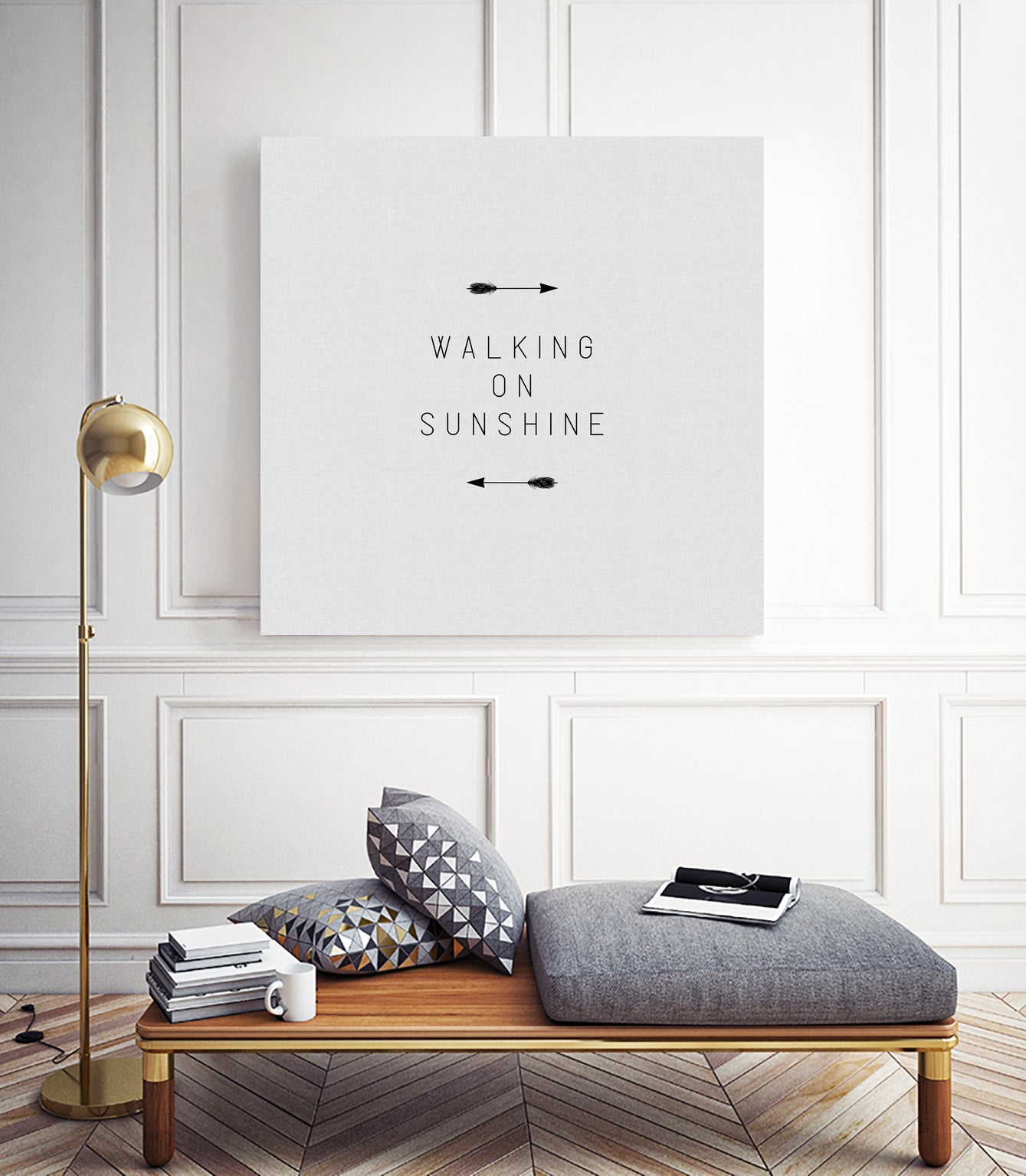 Walking on Sunshine Arrow by Dana Shek on GIANT ART - white typography