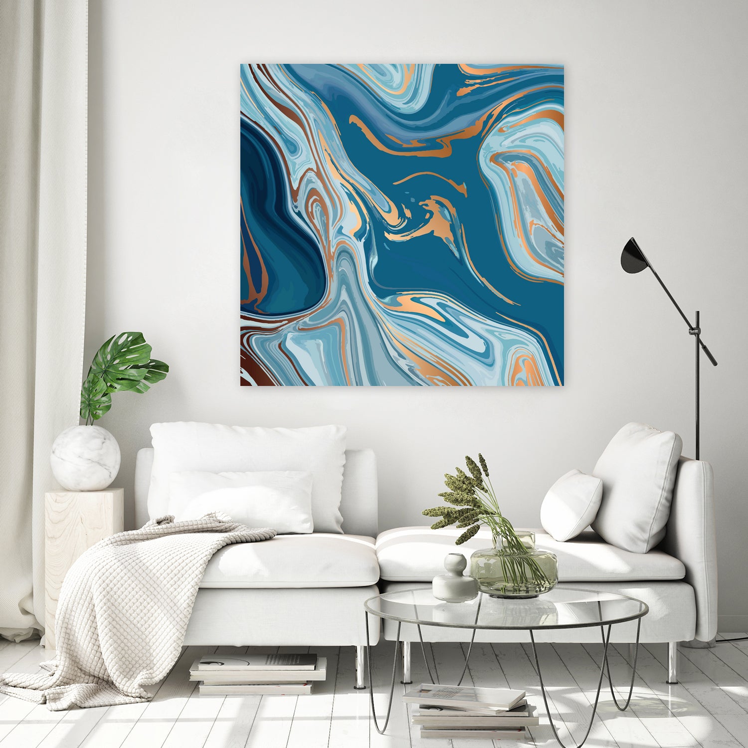 Liquid Blue Marble and Gold 014 by Jelena Obradovic on GIANT ART - blue vector illustration