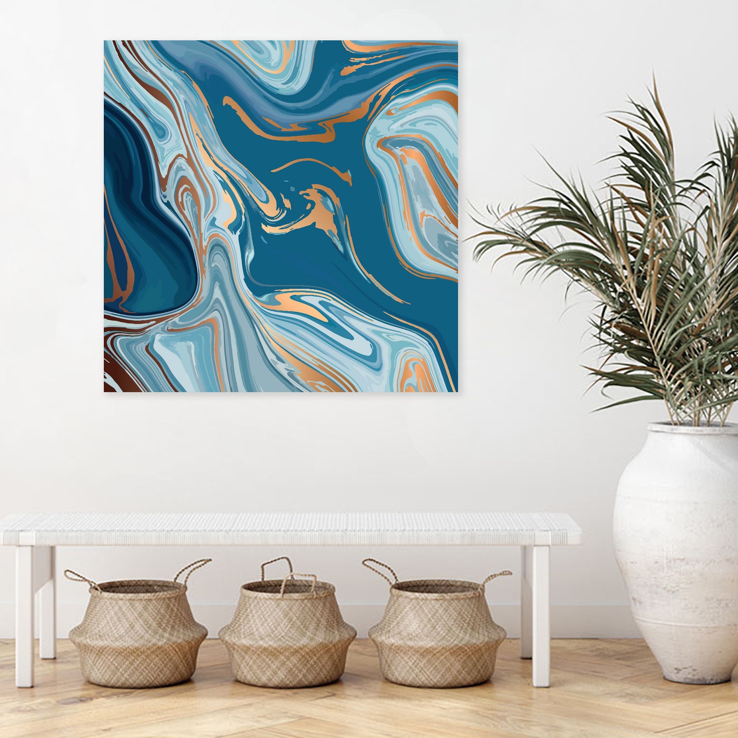 Liquid Blue Marble and Gold 014 by Jelena Obradovic on GIANT ART - blue vector illustration