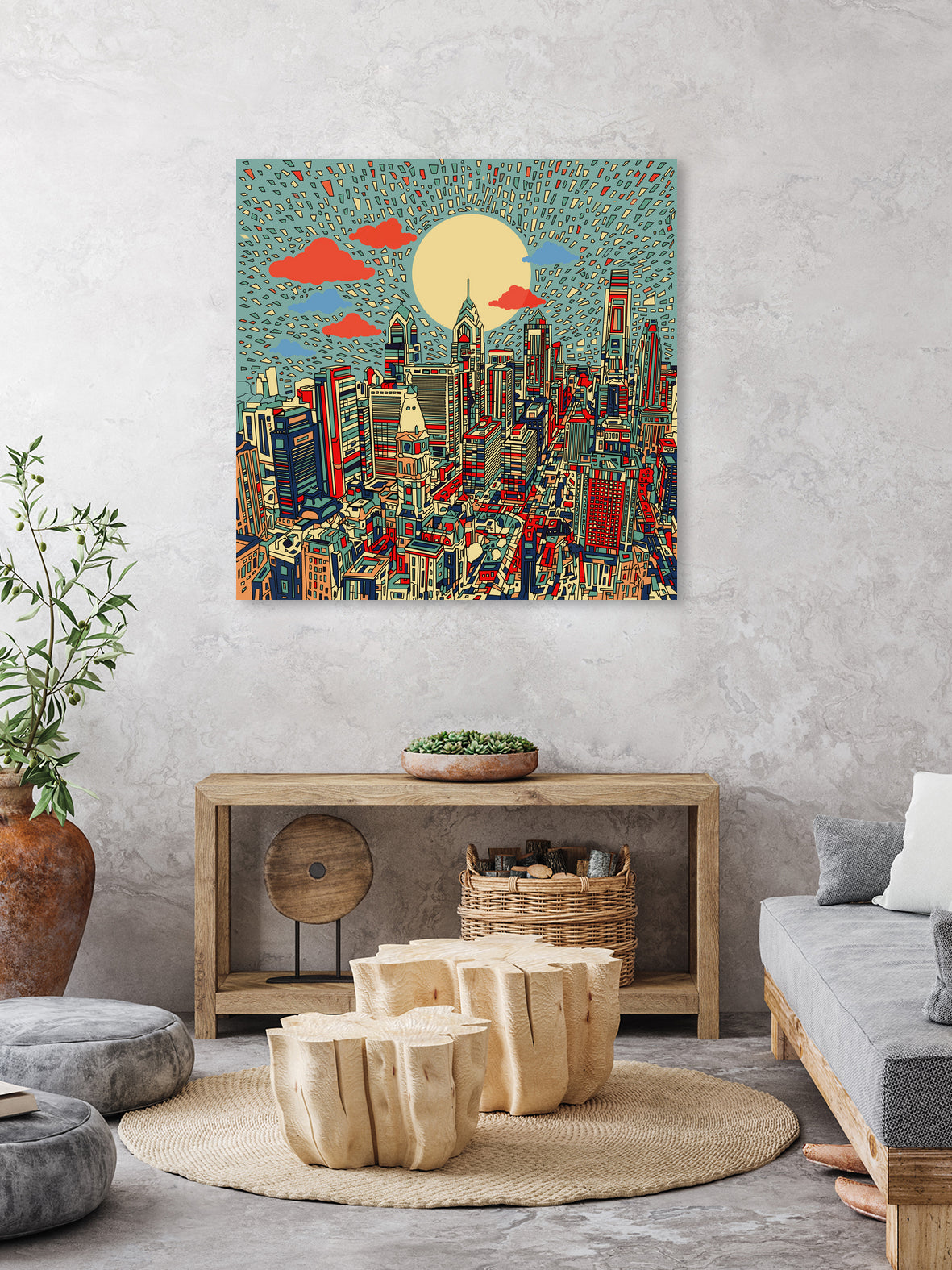 philadelphia cityscape abstract 3 by Bekim Mehovic on GIANT ART - blue digital painting