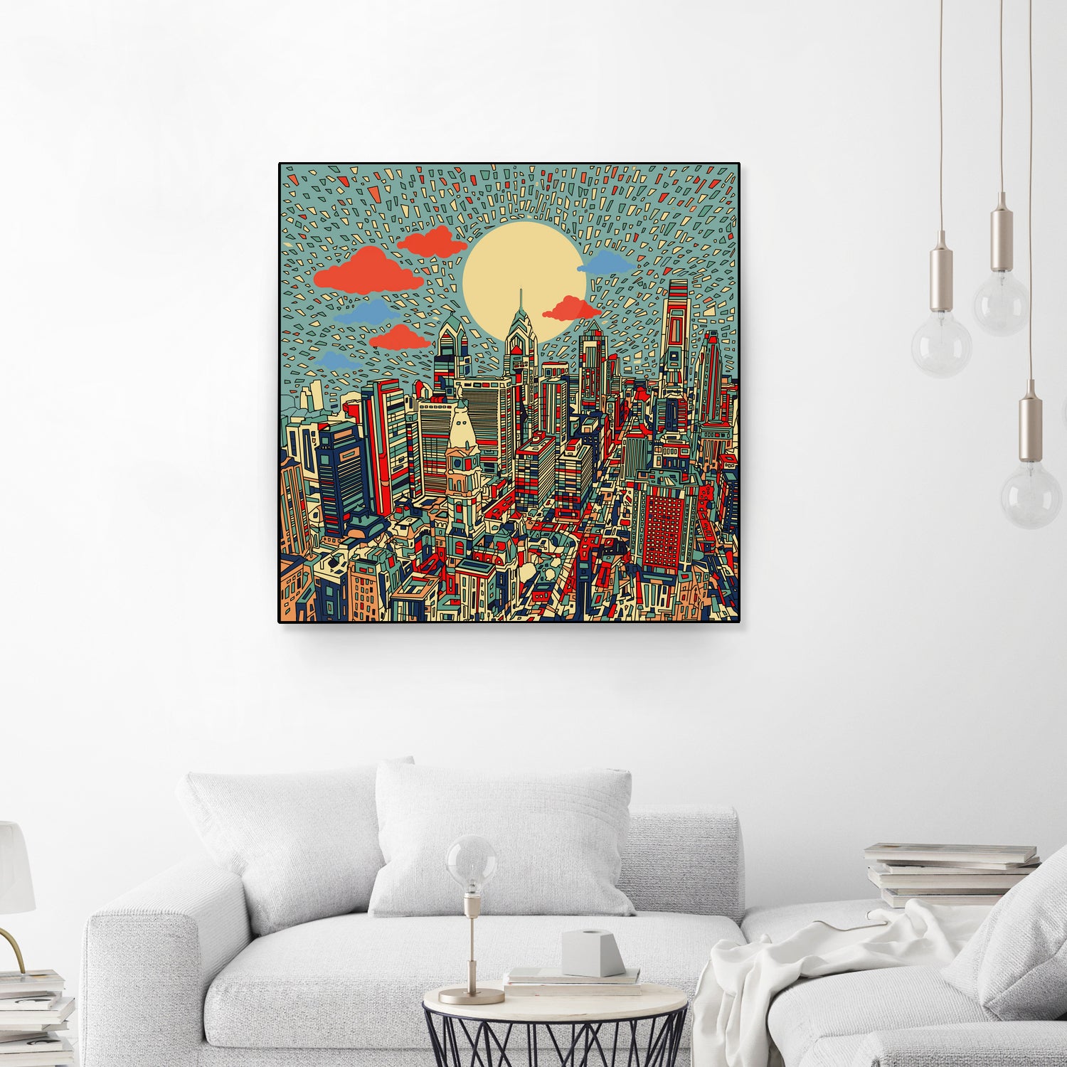 philadelphia cityscape abstract 3 by Bekim Mehovic on GIANT ART - blue digital painting