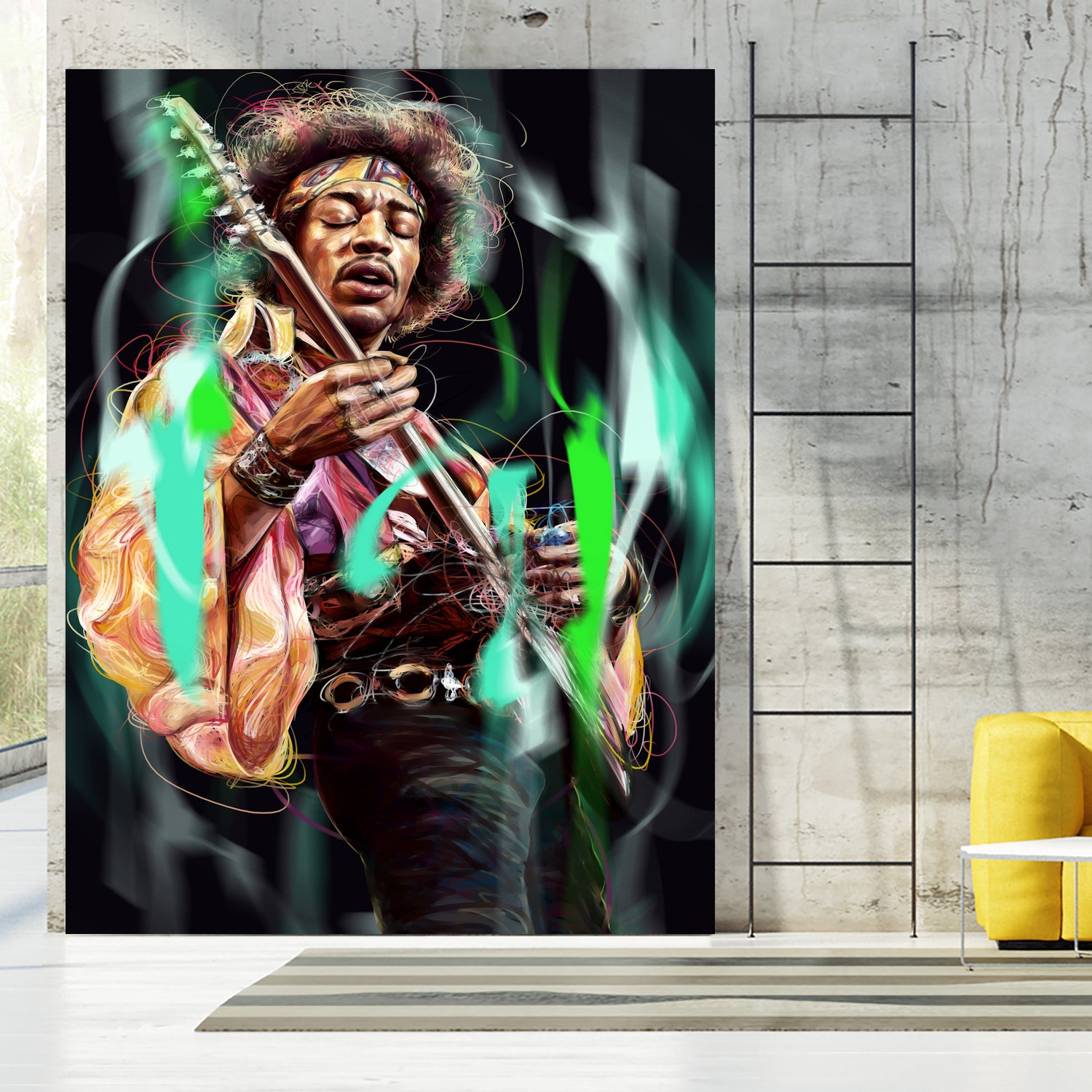 Jimi Hendrix by Dmitry Belov on GIANT ART - black digital painting
