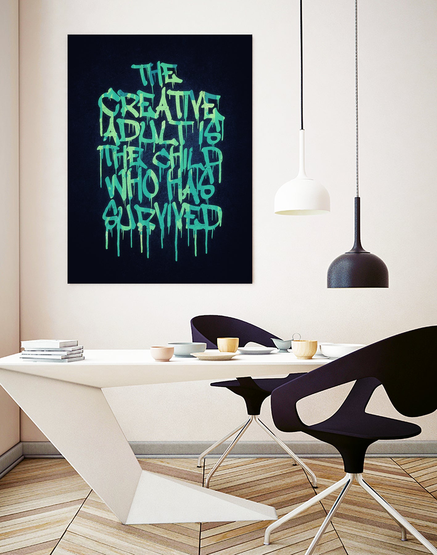 The Creative Adult is the Child Who Has Survived / Typo by Philipp Rietz on GIANT ART - green vector illustration
