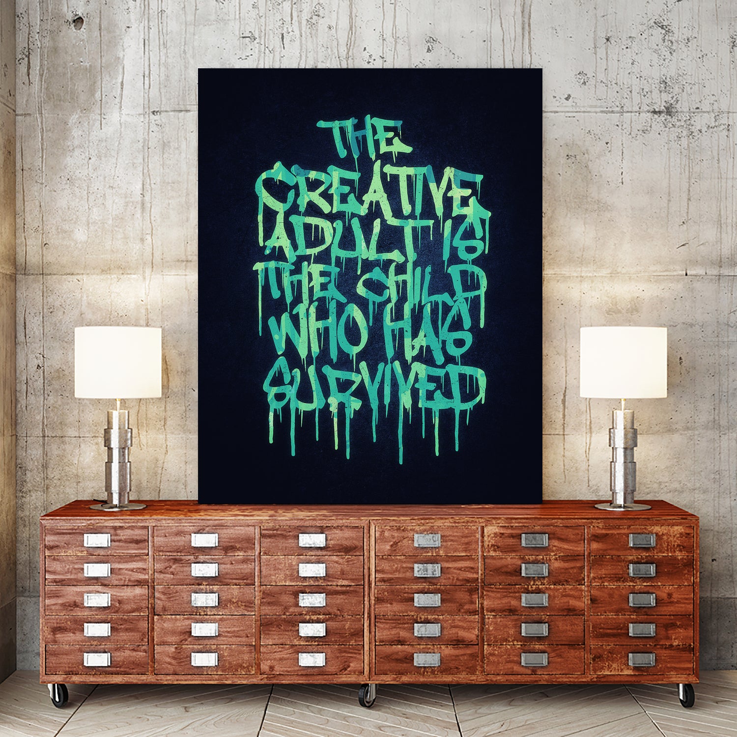 The Creative Adult is the Child Who Has Survived / Typo by Philipp Rietz on GIANT ART - green vector illustration
