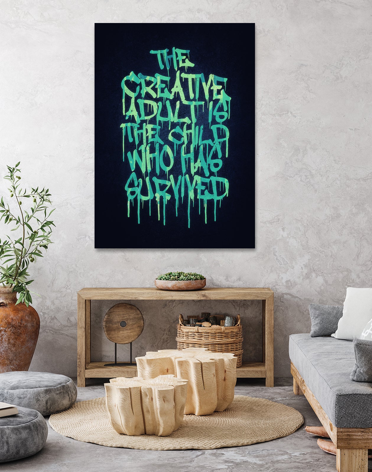 The Creative Adult is the Child Who Has Survived / Typo by Philipp Rietz on GIANT ART - green vector illustration
