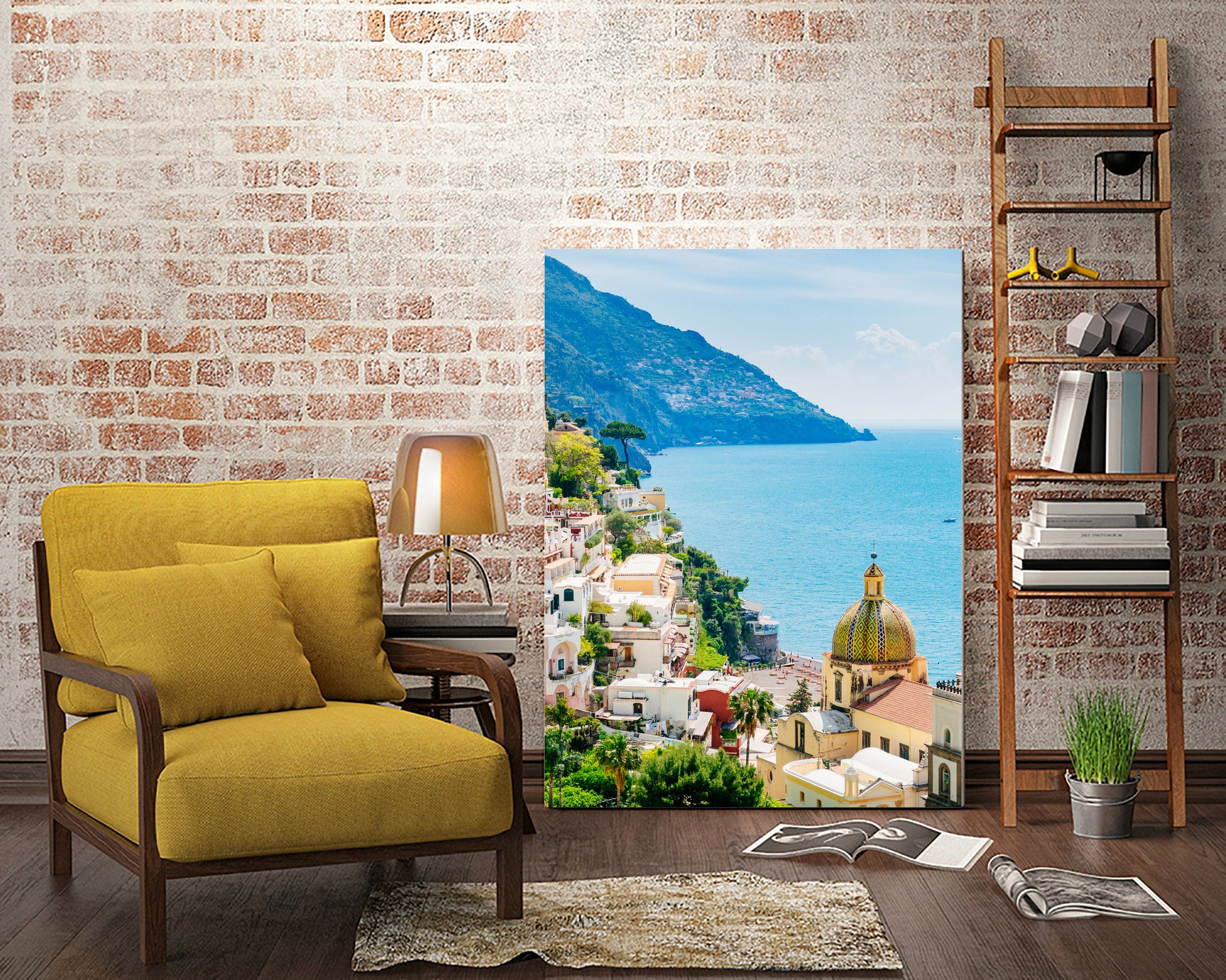 Amalfi coast (Positano) by Miemo Penttinen on GIANT ART - blue photo illustration
