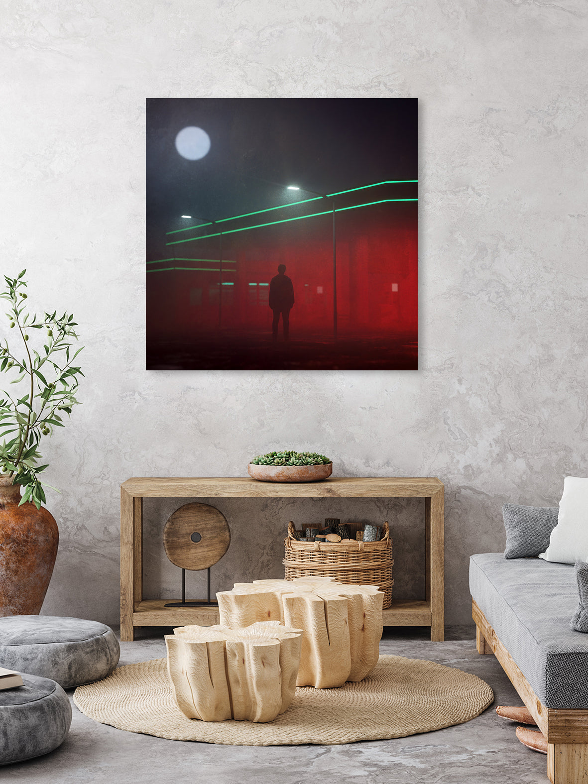 Gas Station Fog by Nick Kempton on GIANT ART - red digital painting