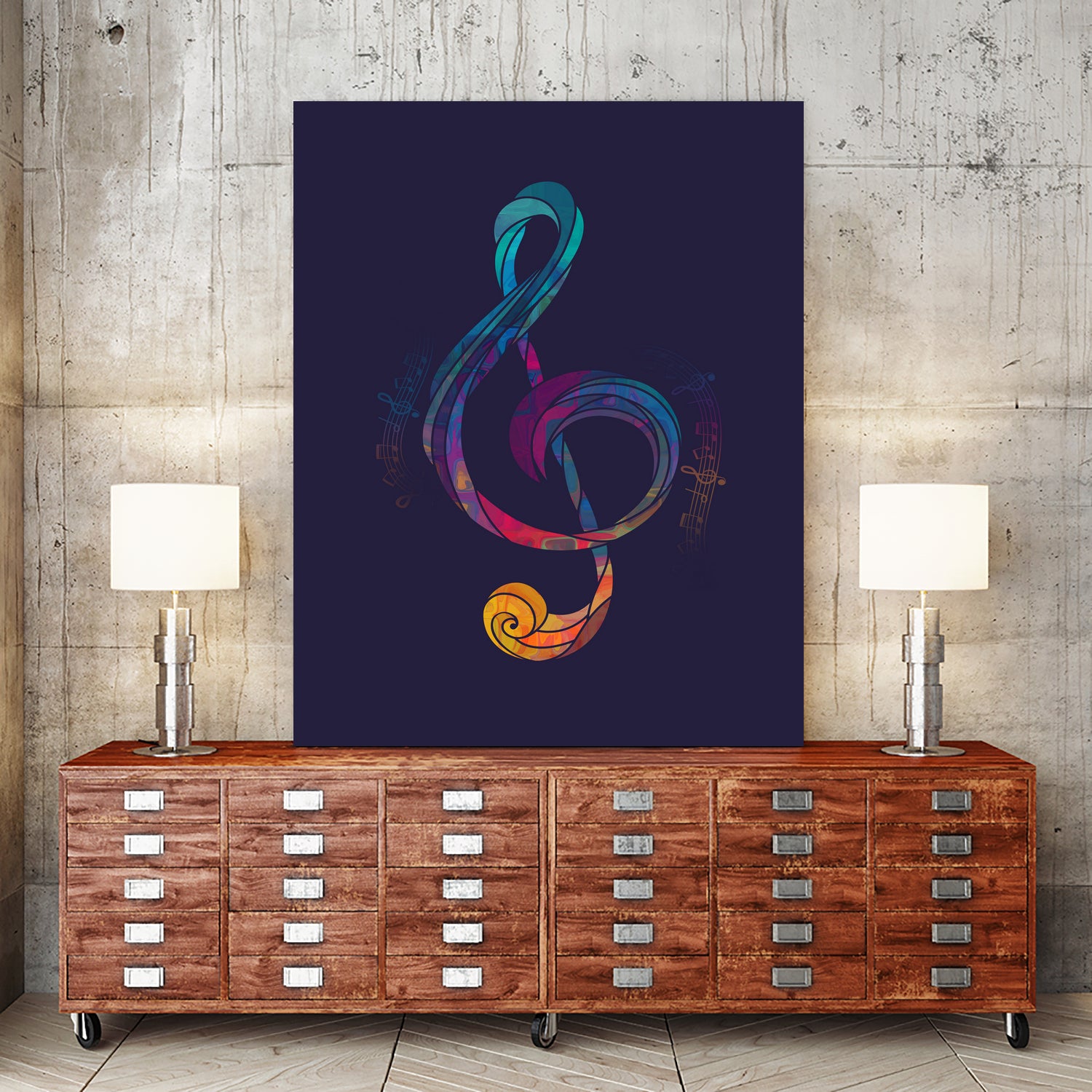 Treble Color by Leandro Jorge on GIANT ART - blue vector illustration
