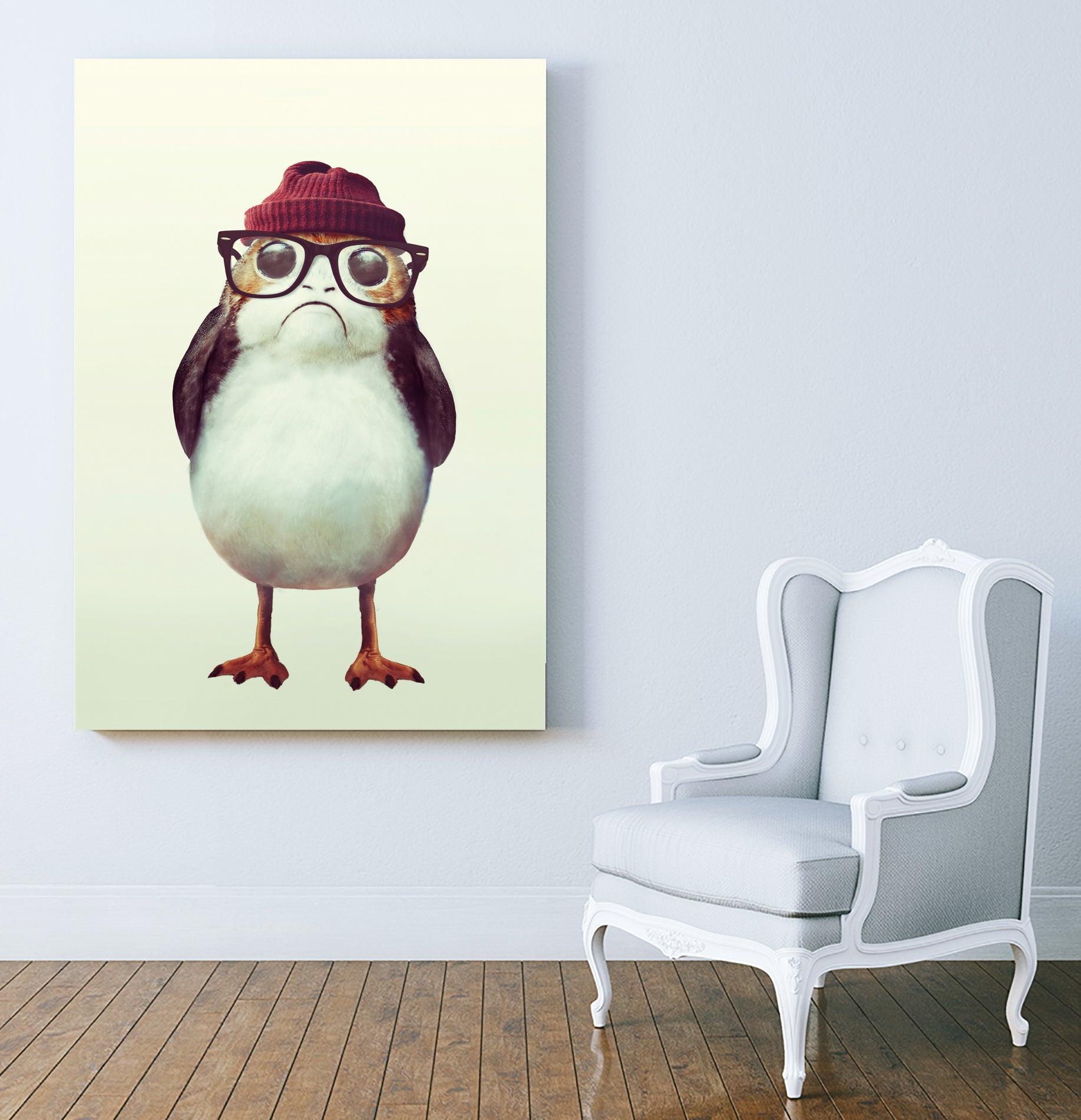 Hipster Porg by Andy Wynn on GIANT ART - red digital painting