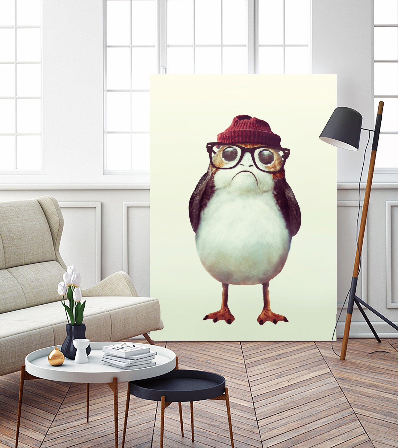 Hipster Porg by Andy Wynn on GIANT ART - red digital painting