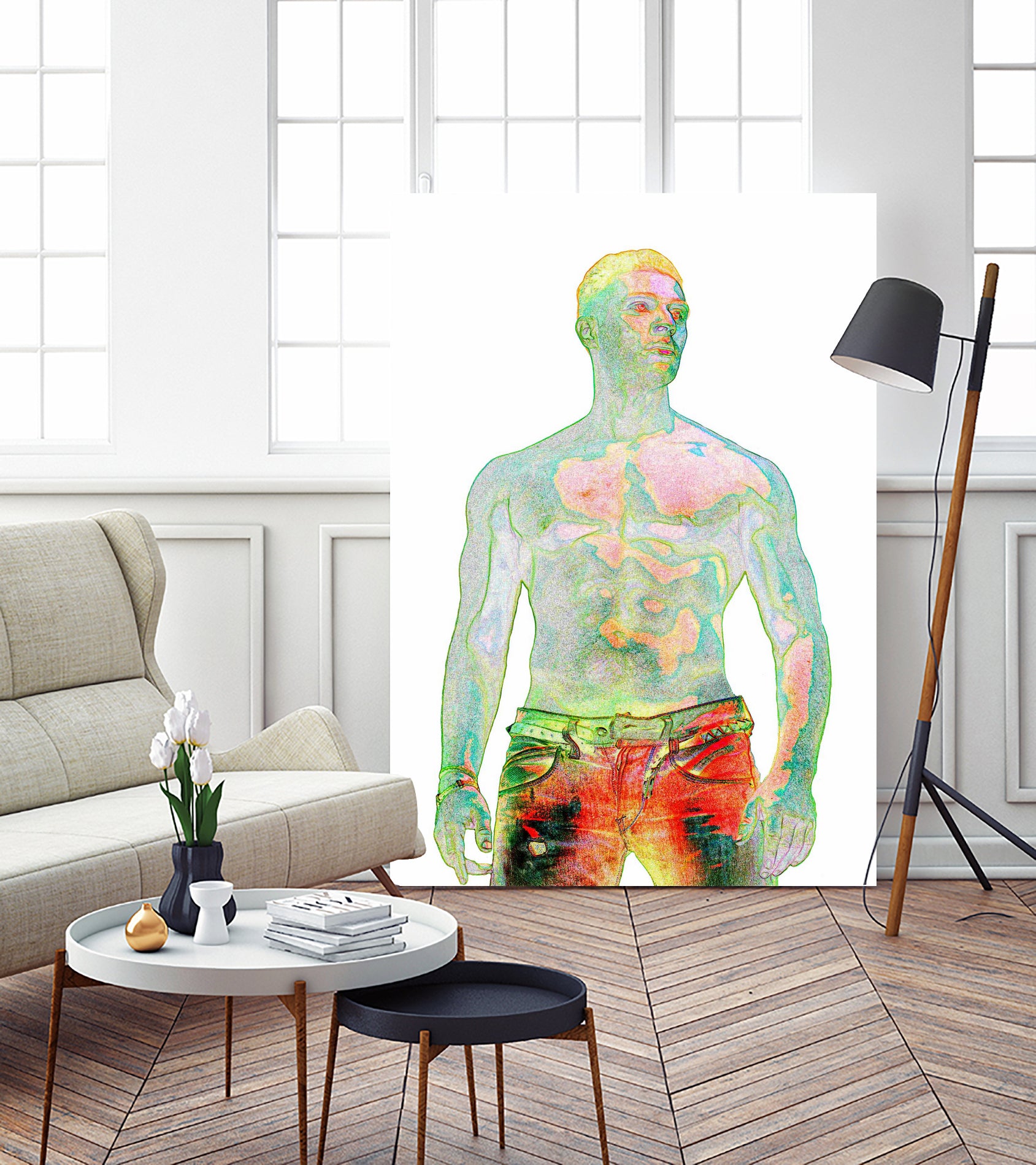 nude man by Sarune Ivoskaite on GIANT ART - orange digital drawing